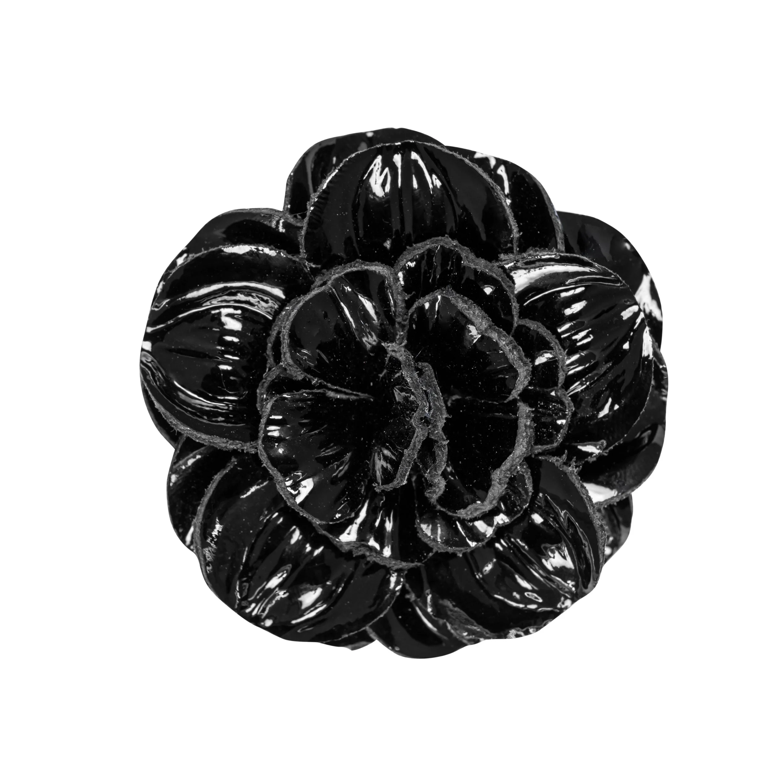 Fleur'd Pins Black Patent Leather Geranium - Front.jpg