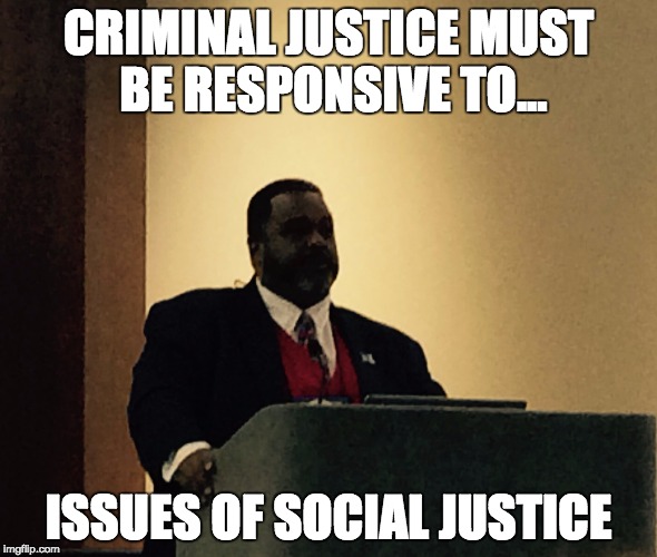 President of the Academy of Criminal Justice, Dr. Lorenzo Boyd, calls on criminal justice academics to work toward addressing root causes of crime and confronting directly the need for social justice, during his Presidential Address on March 22, 2017, in Kansas City (MO).