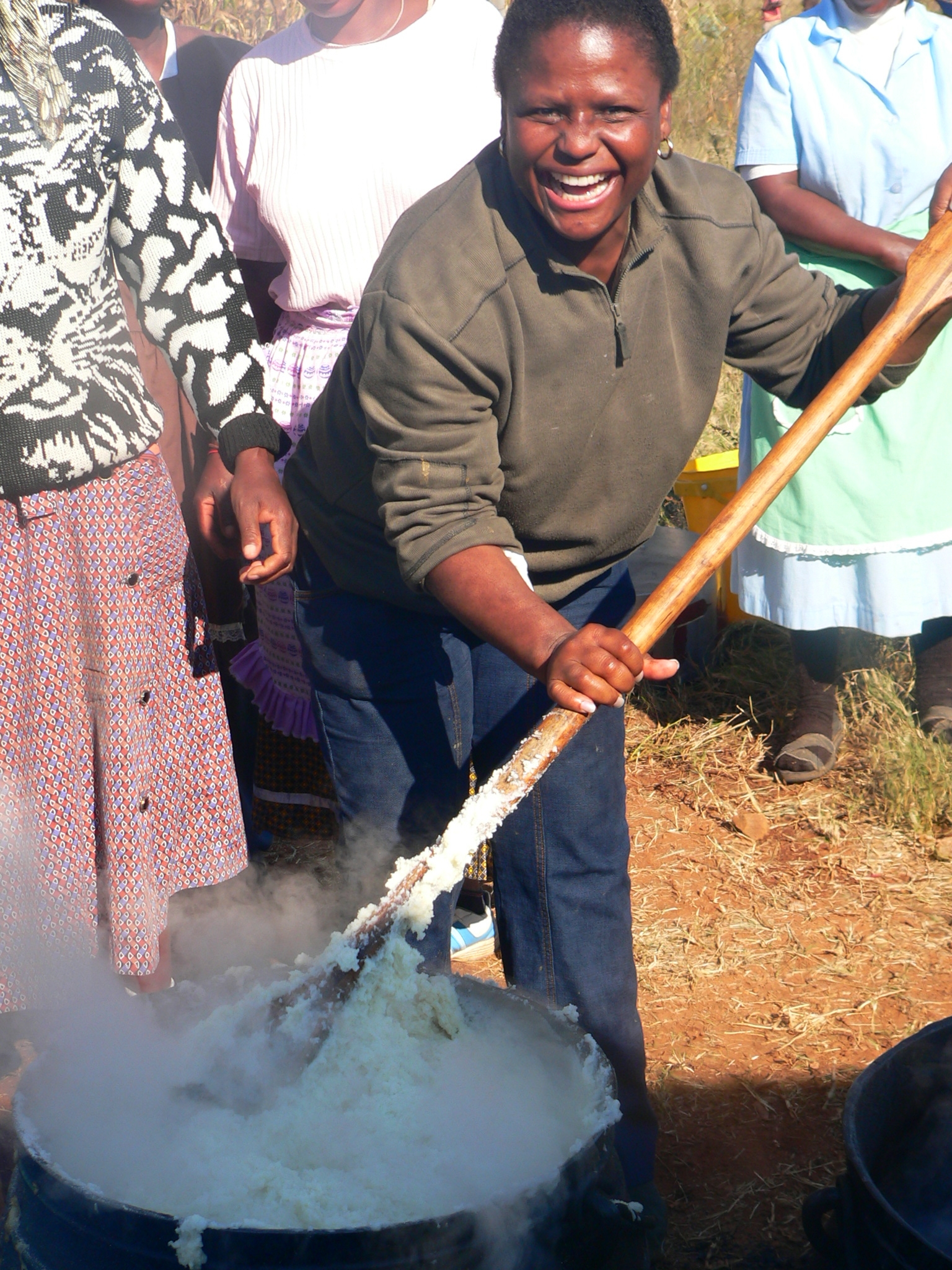 My friend and co-worker, Naledi (which means Star). She's helping with "catering" for a BIG event. Hence the giant pot. 