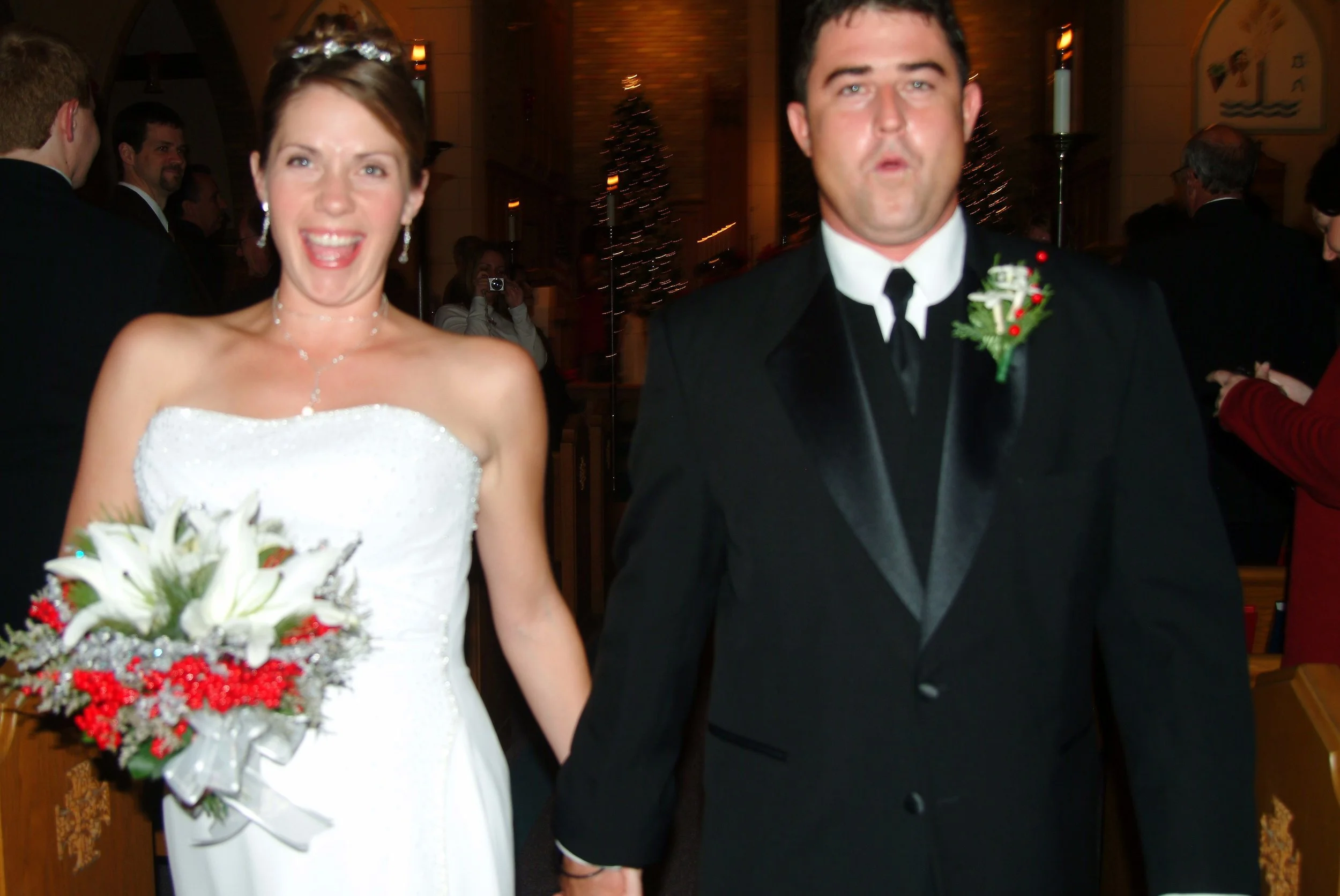 And then we got married. One of my favorite pics. The first time he came to the US he met my parents and got married. He's just a little relieved in this photo. Thanks, Andi Gelsthorpe . for capturing it.