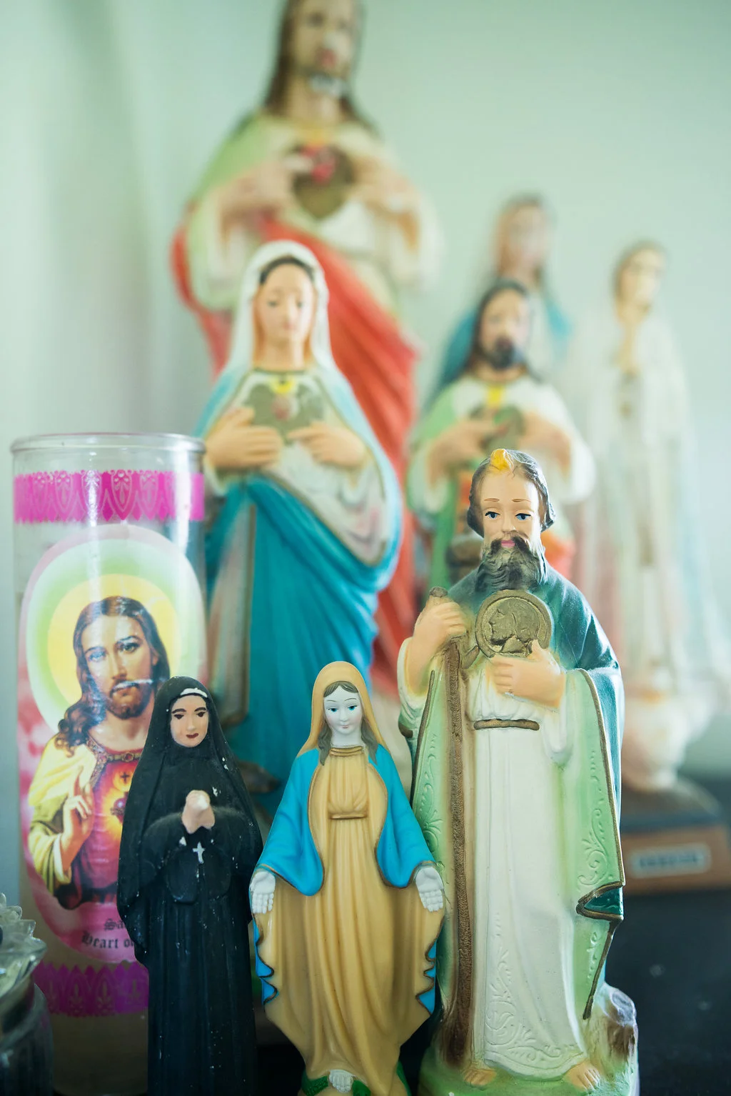 Tytia sussed out this troupe hiding in our defunct office. We share a love for this stuff. I heart liturgical memorabilia and around here it is everywhere. I can't wait to collect the Saint Teresa one. 