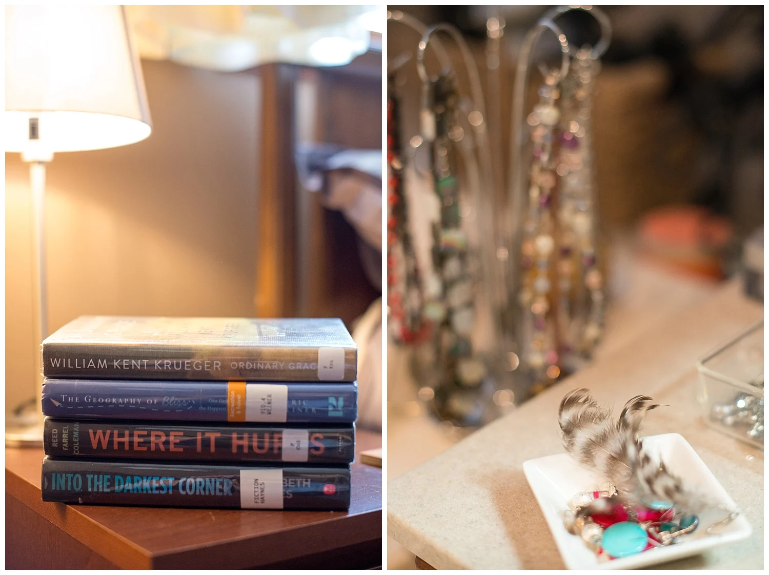 Catherine's world. Which book will make the cut for her next book discussion? And her jewelry. She's always wearing fantastic jewelry, most purchased online from Fiona at Dink Design in Ireland. 