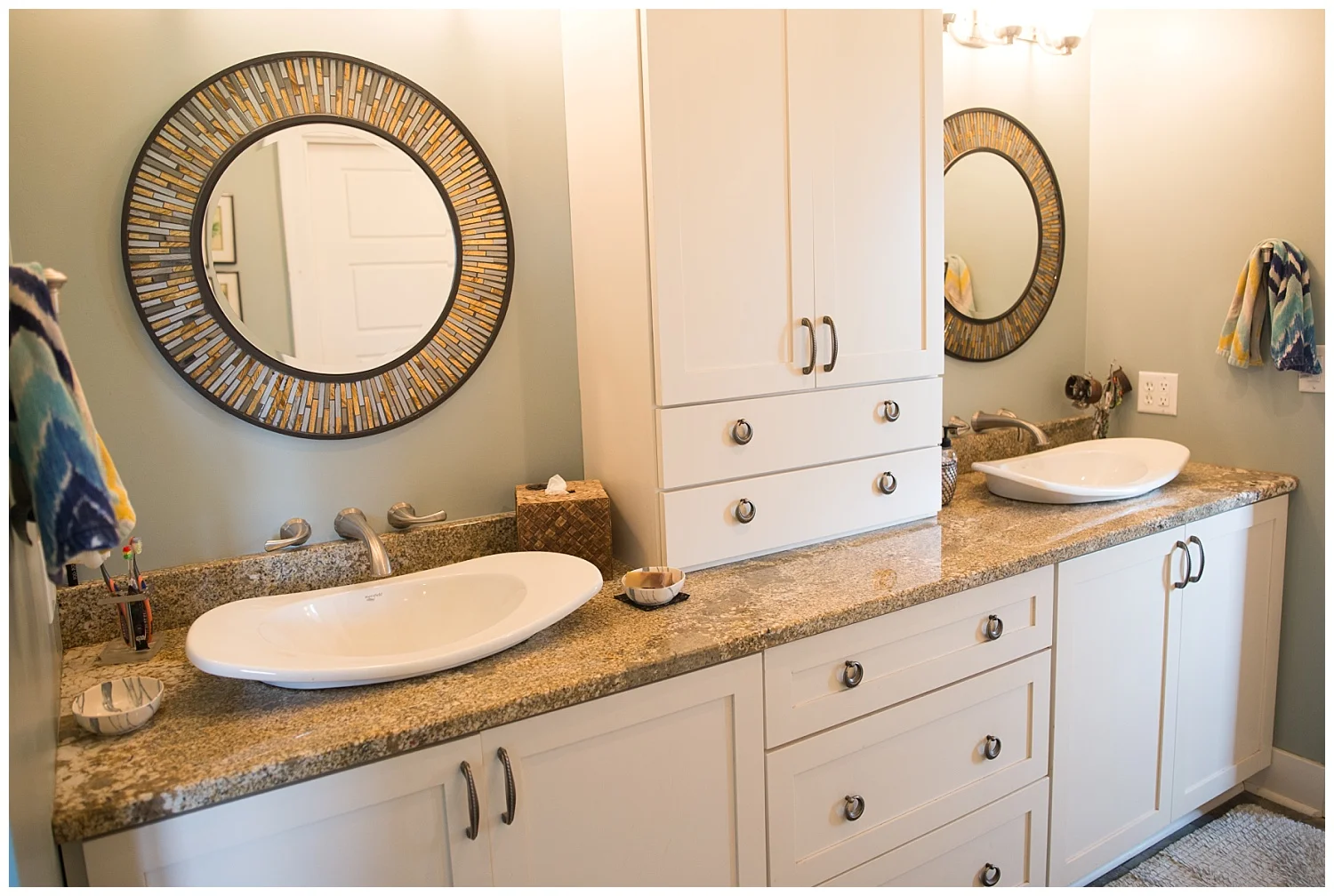 Rounding out her bathroom tour is this beautiful vanity situation.