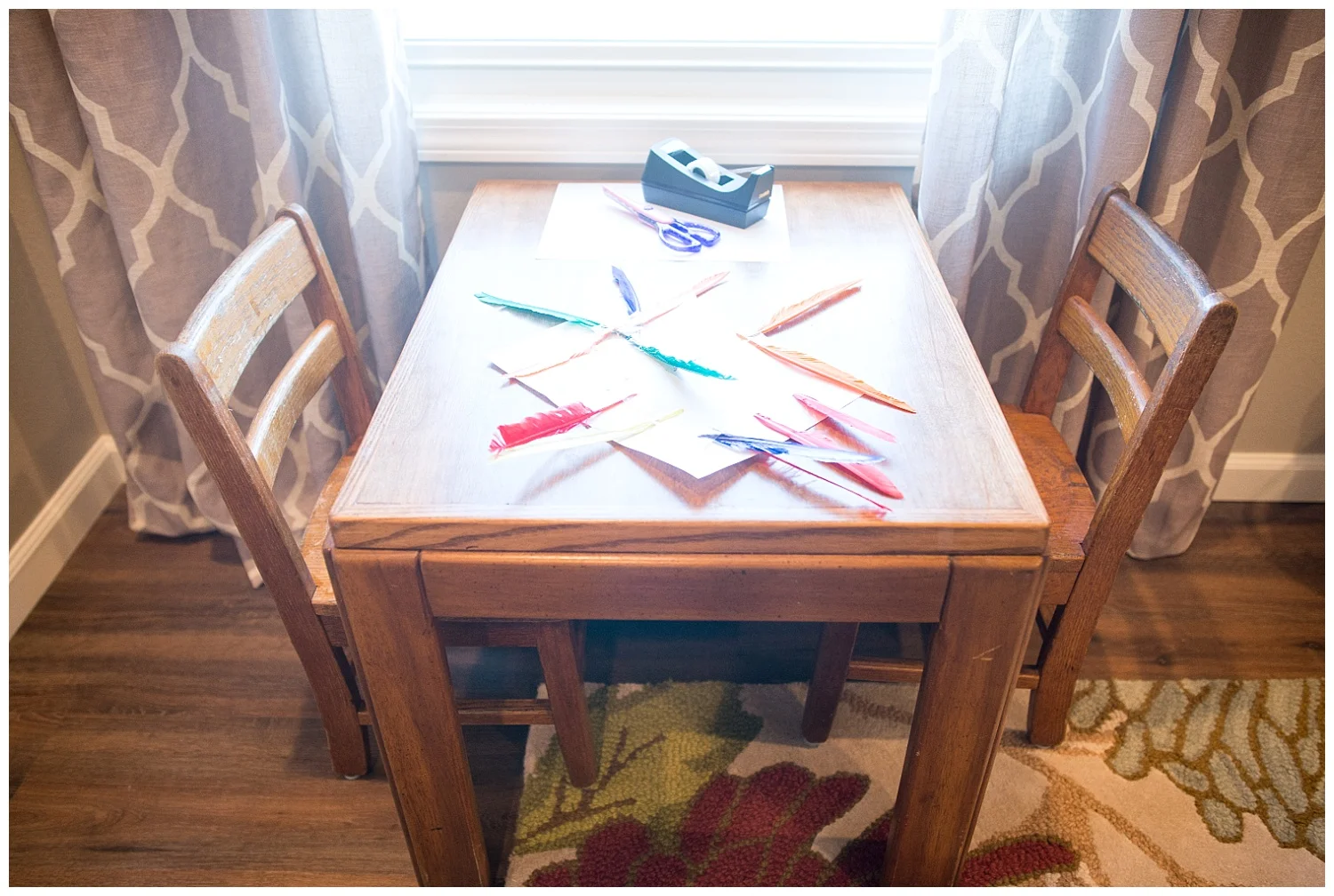Little Halle's feather artwork. 
