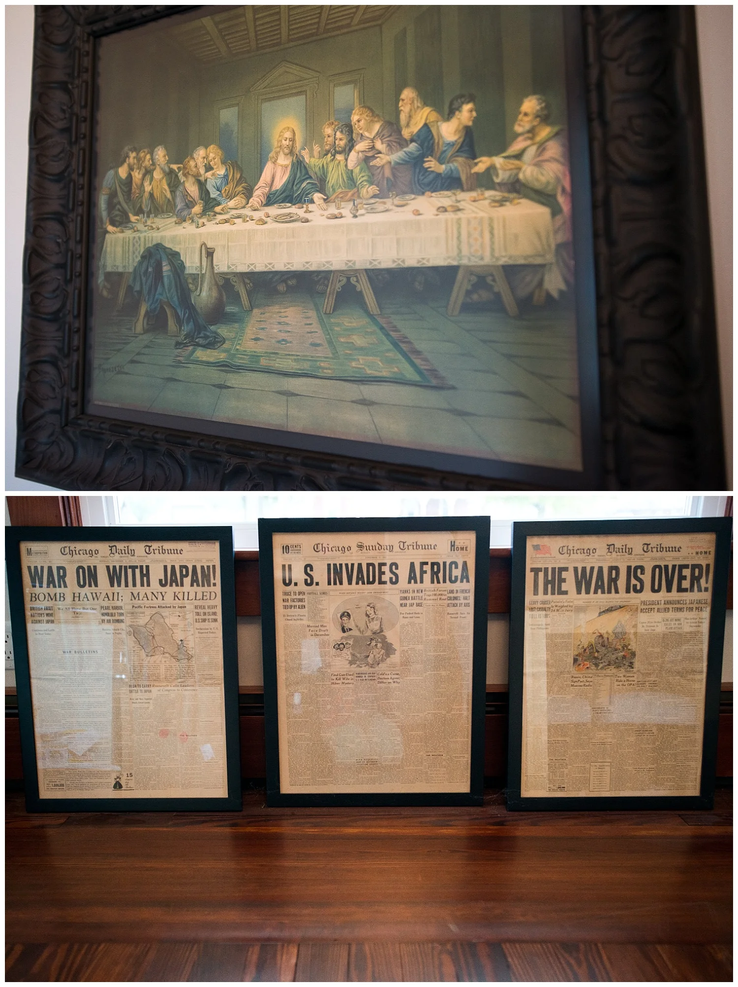 The Last Supper and newspapers from the 1940s belonged to their grandparents.