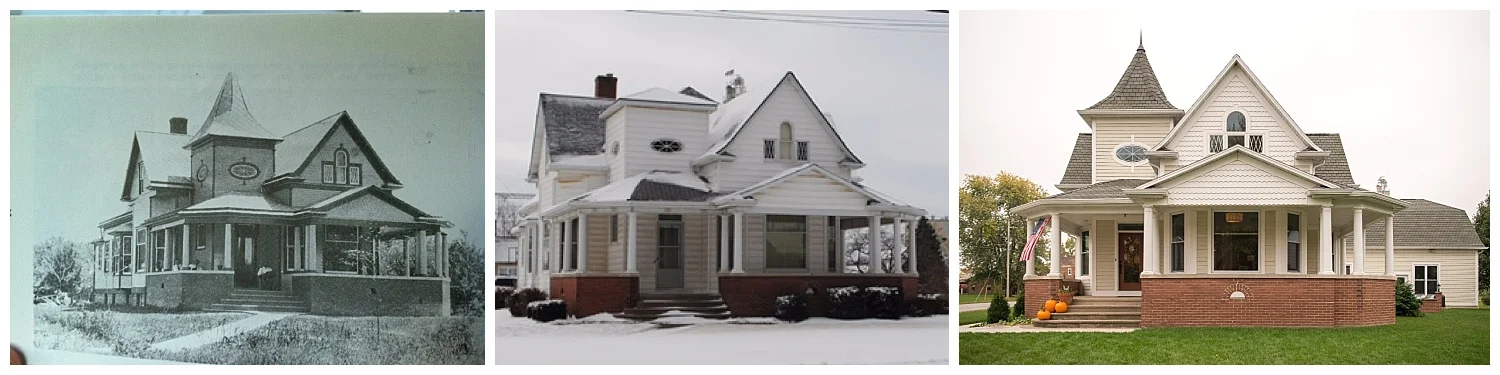 The home in 1912, 1950 and today. Leslie provided the two photos on the left. 