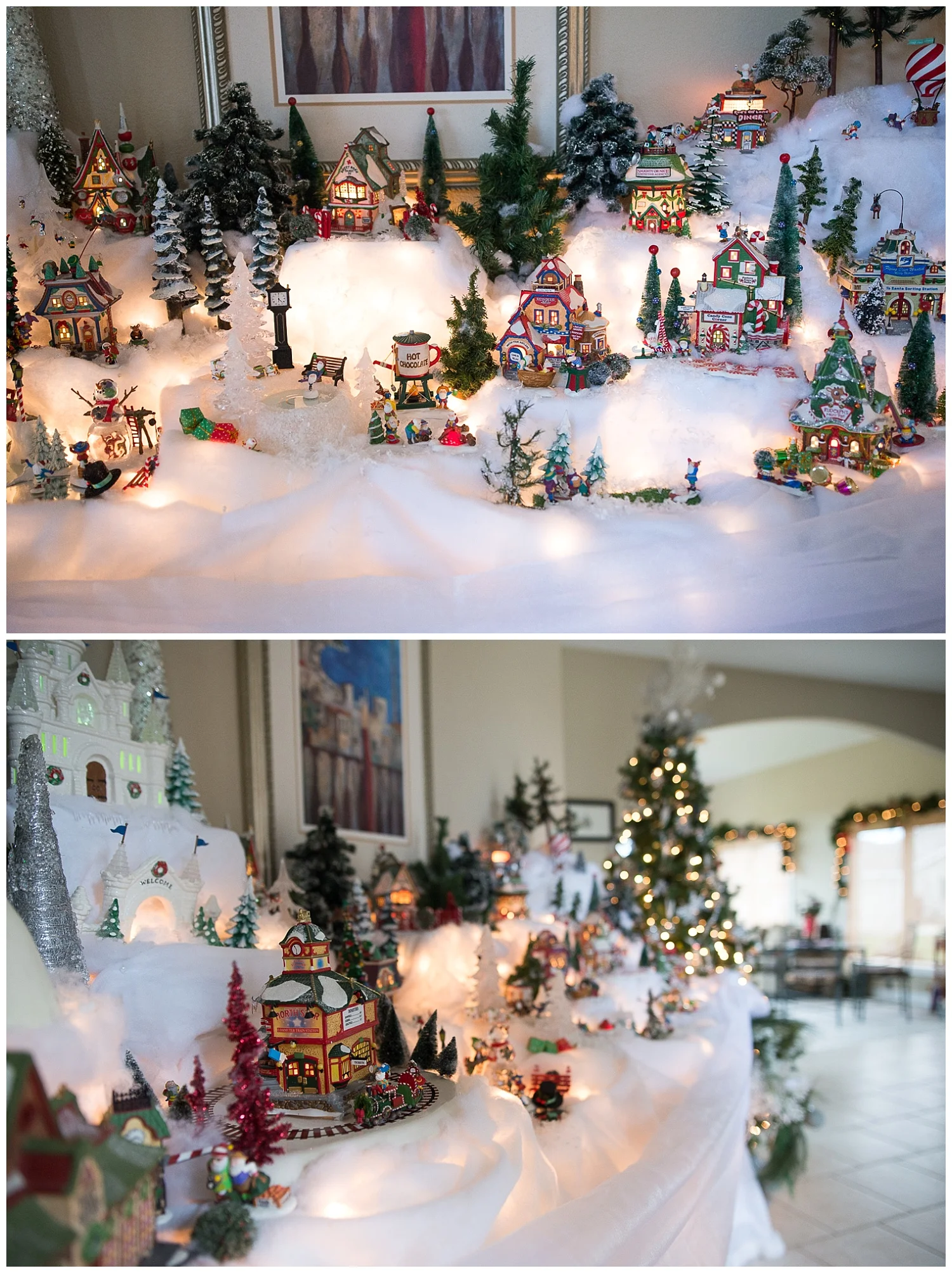 So much to look at and watch in this Department 56 village. The tiny little train goes round and round the depot.