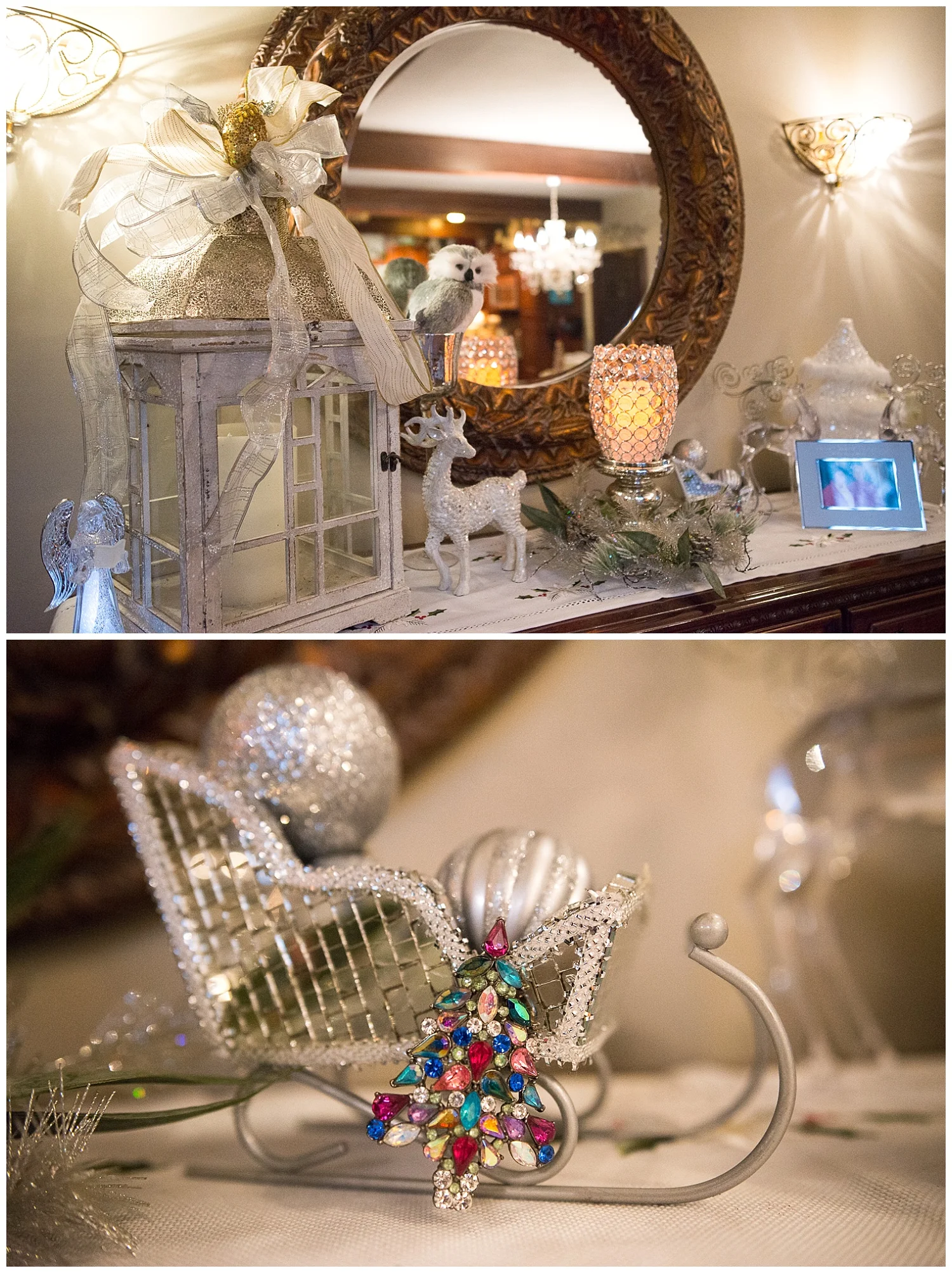 Next to the Grandma Dee Tree is the White Scene comprised of things from Dee, like the white runner and her brooch. Chandra worked her magic and fit it lovingly into this scene.