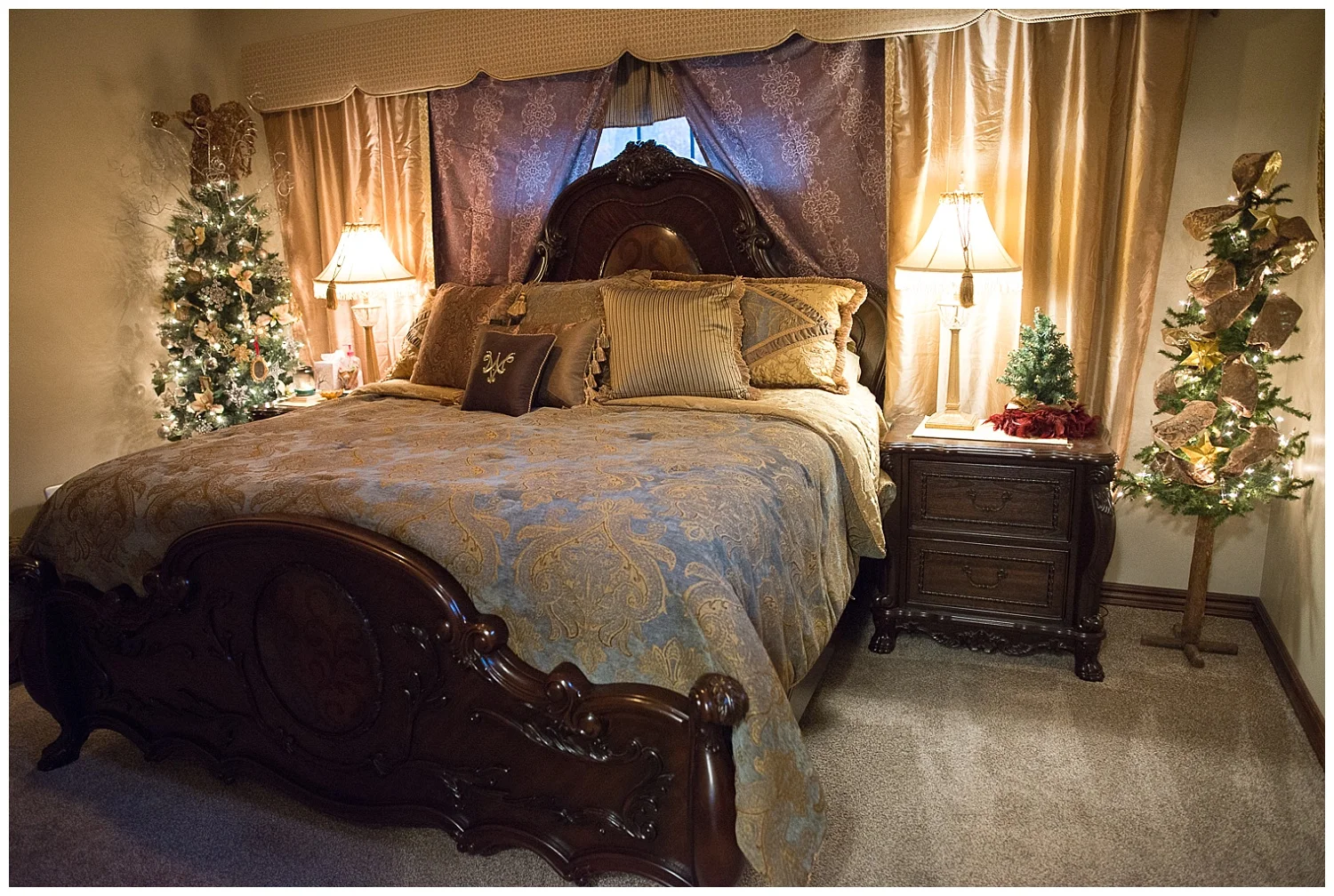 How cute are these His and Hers trees in the master bedroom? 