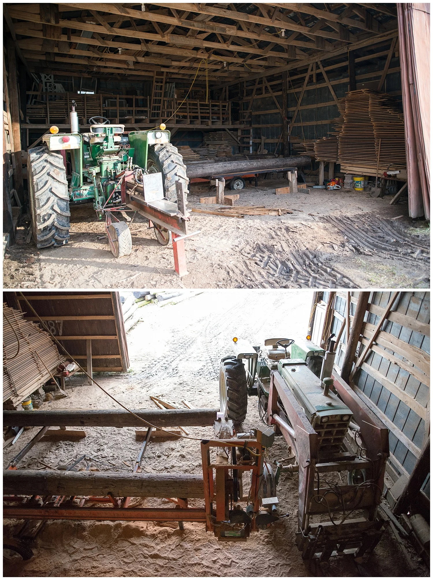 Here's his Wood-Mizer sawmill he bought (with a little help from his dad) back in junior high. For all you woodworking fans it's portable and the turning is done by hand. 