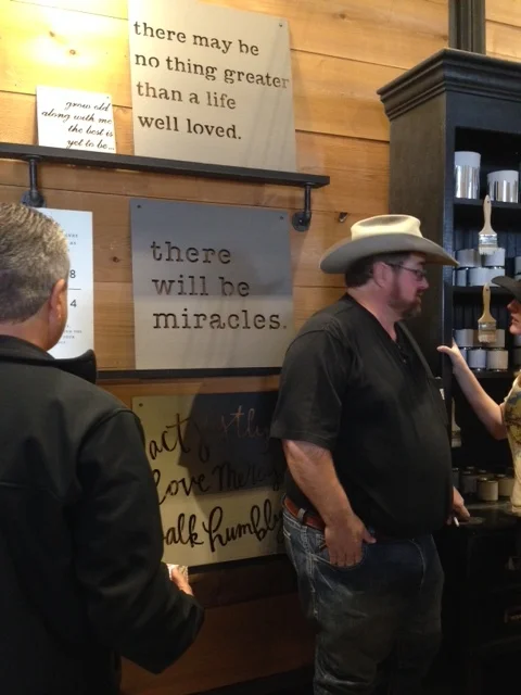 Well, I will share this. Jimmy Don is a local steel sign maker Joanna uses on the show and he was in the shop taking pictures with people. 