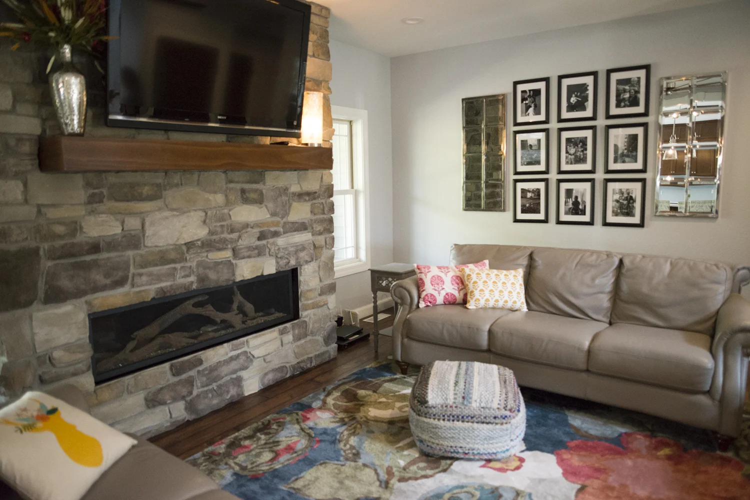 Imagine this room without the rug. Maranda was spot on when she chose to go with a patterned, colorful rug to make the room pop. If you've got a room that could use some help, be sure to check out the rug display and catalog the next time you're in Fresh Digs. 