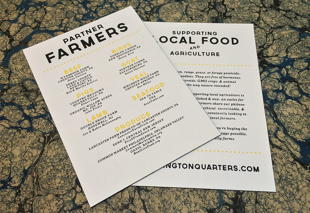 Kensington Quarters - Table Info Card