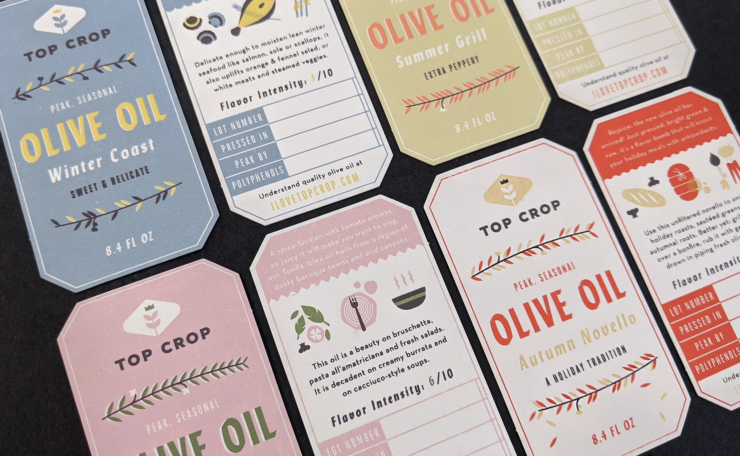 Small screen printed and die cut bottle labels