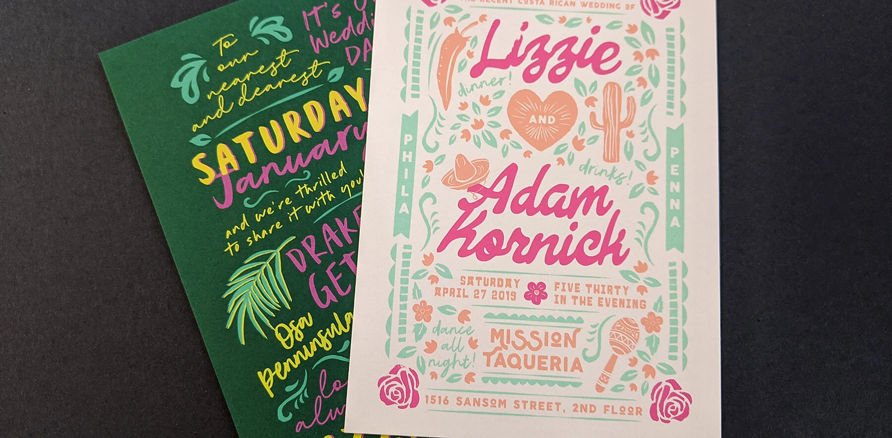 Colorful and vibrant screen printing inks on light and dark papers.