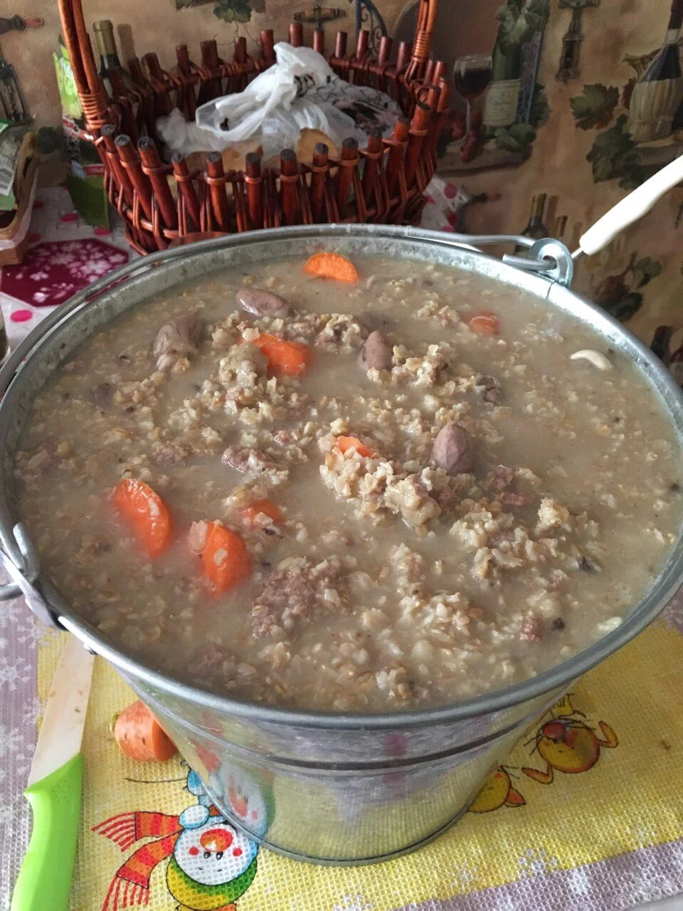      

 
   Can you cook this pot of soup every day?  Vlada can. &nbsp;Our shelter director cooks this pot of soup EVERY DAY and drives to the construction side to feed the dogs. &nbsp;Marigold and her 7 puppies love it. They are doing great and look