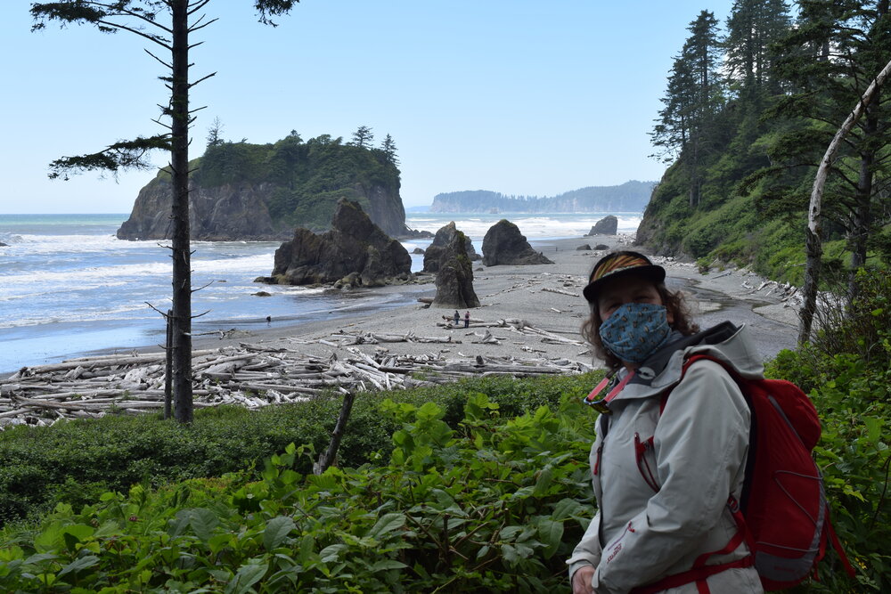 Masking up at Ruby Beach