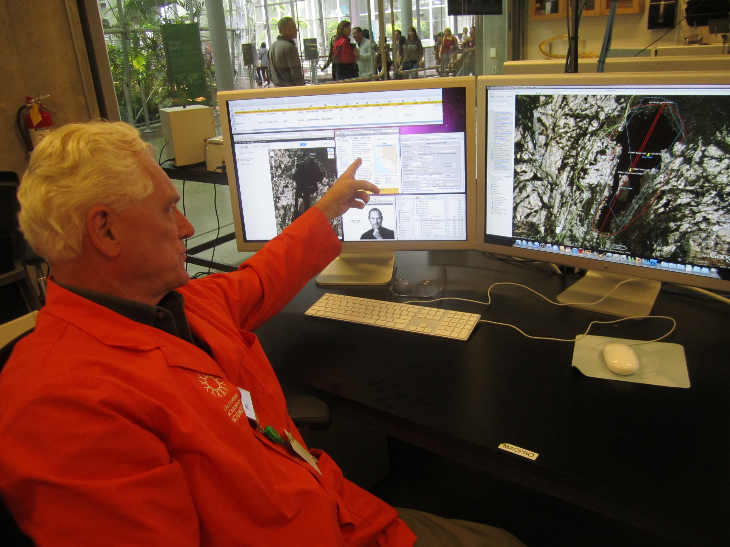  Academy docent, Ted Olsson&nbsp;"georeferenced" historic locations written on Valley Oak herbarium sheets.&nbsp;The data were incorporated&nbsp;into&nbsp;models projecting the impact of climate change on Valley Oak species in the future.&nbsp; 