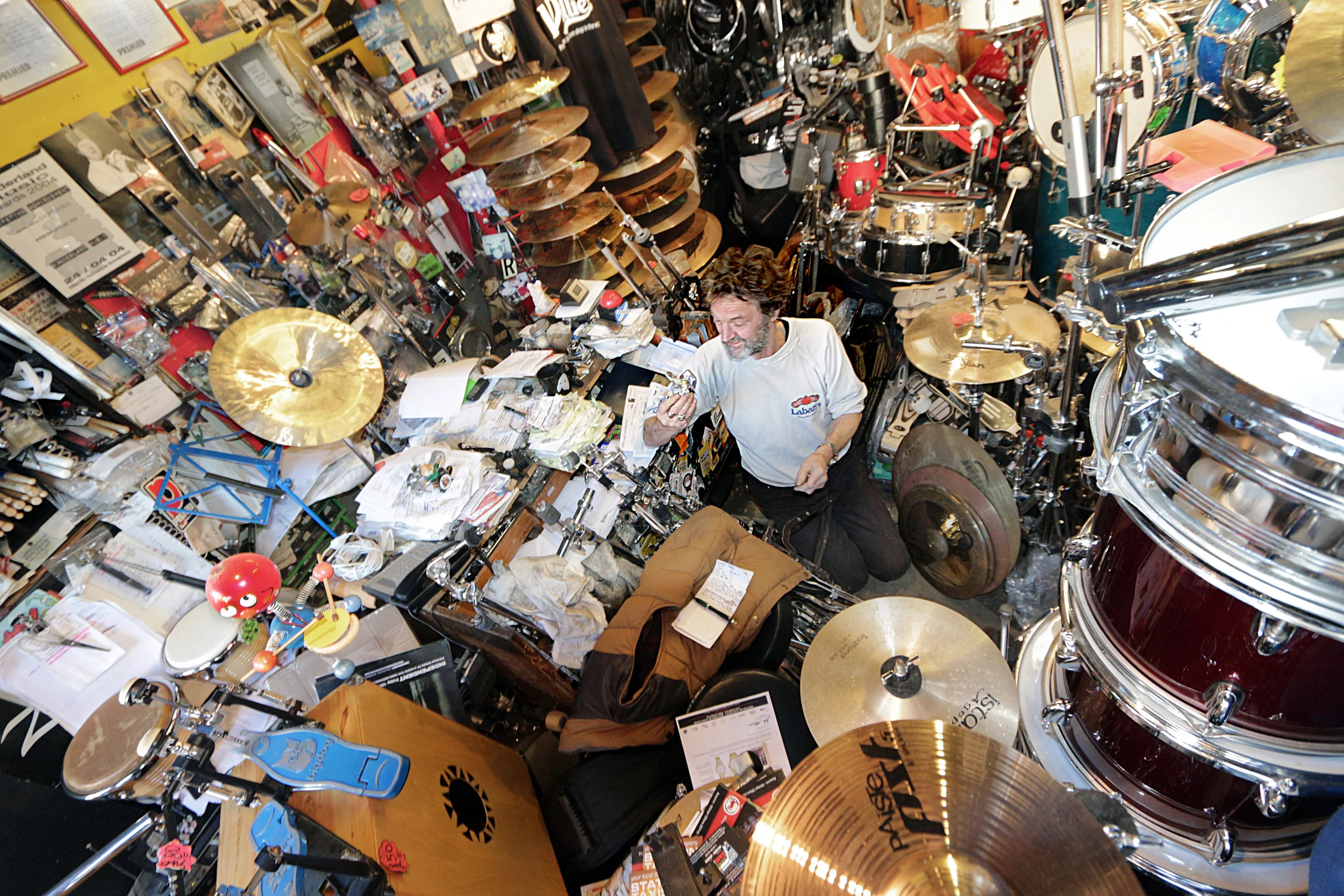 Will Wright, owner of Sunderland Music - the World's smallest drum shop. Photo by: Shaun Thubron