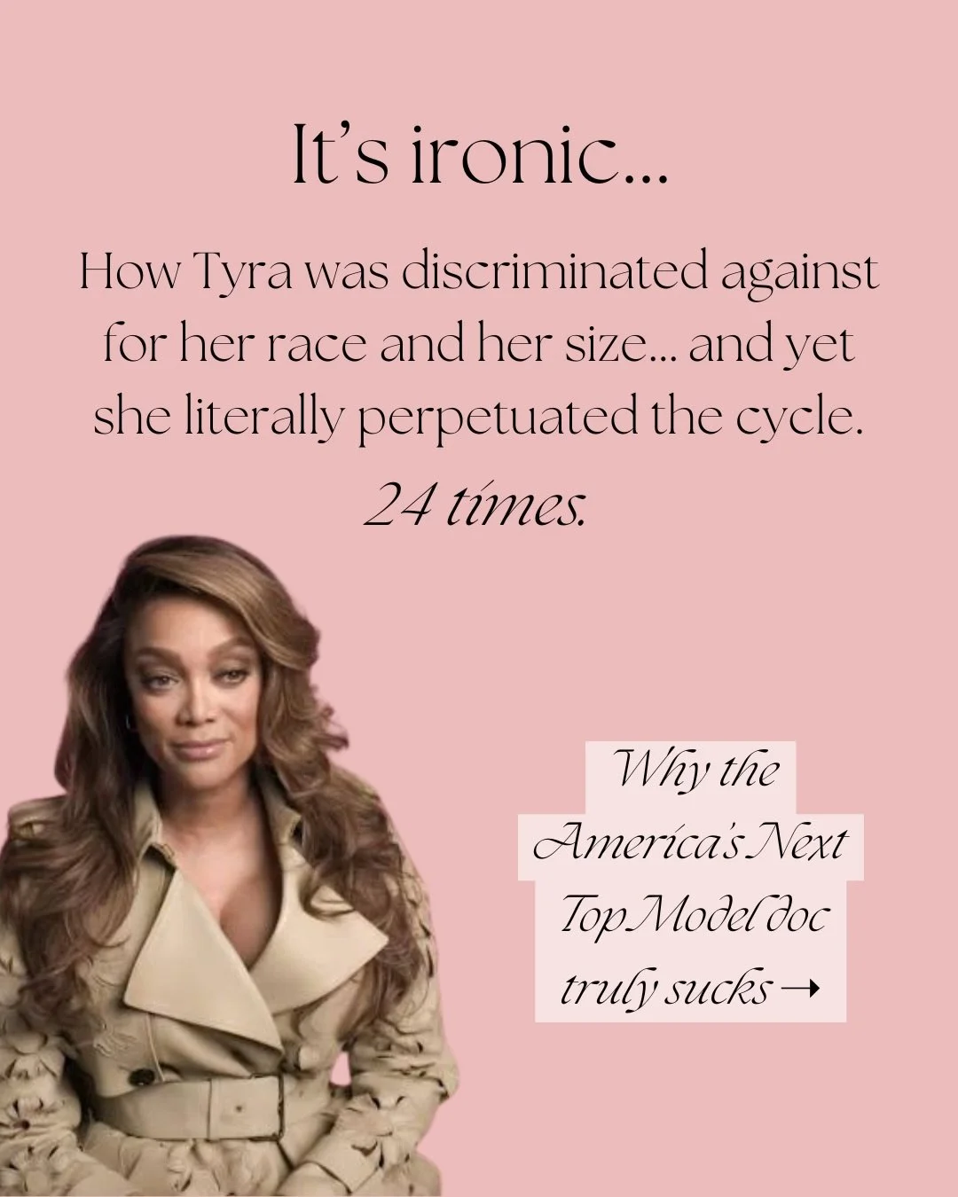 The REAL reality check&hellip; the Netflix documentary about America&rsquo;s Next Top Model sucks. But at least this time we know it. 🙌

#beautystandards #tyrabanks #tyra #antm #netflix