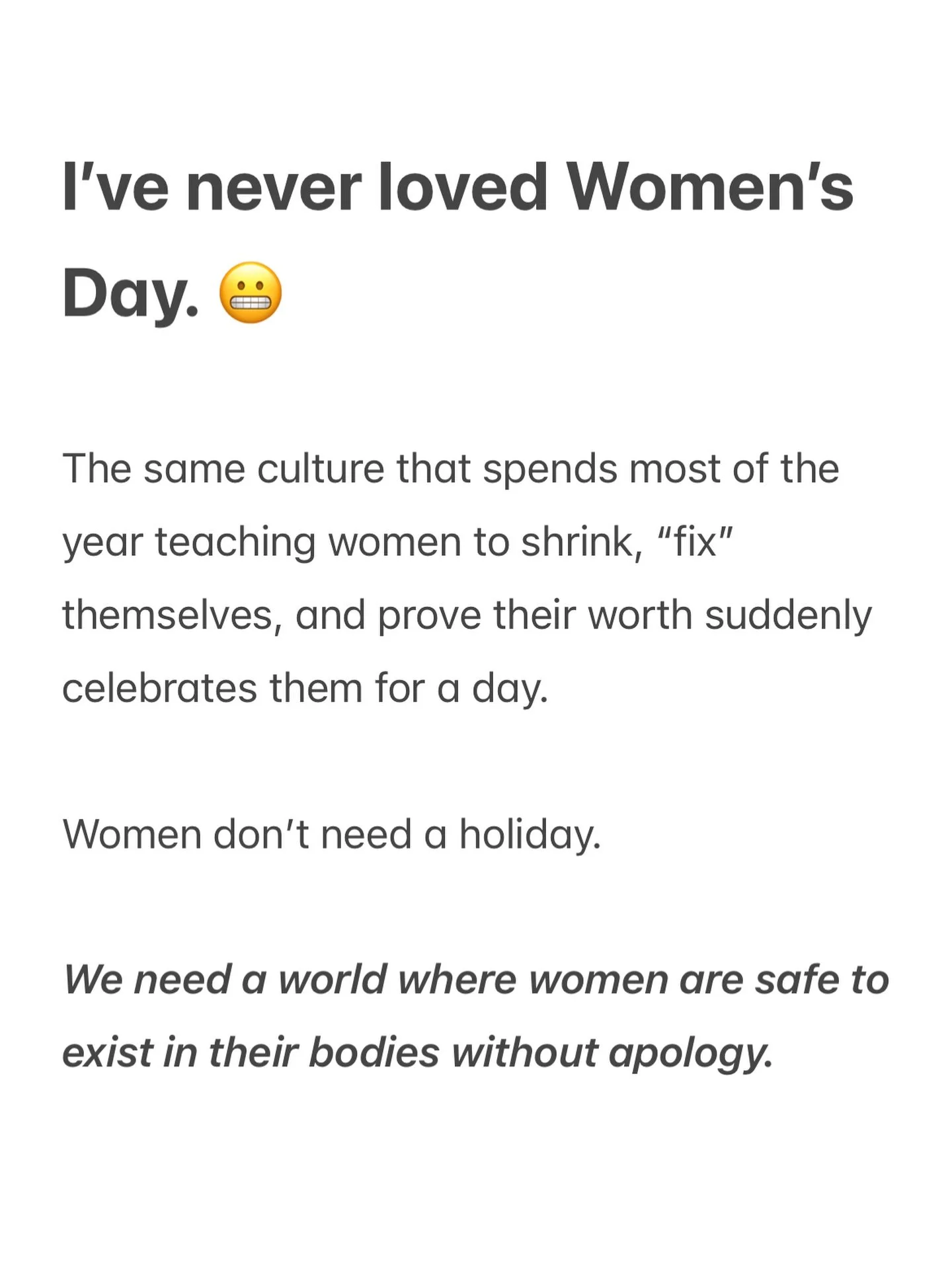 #sorrynotsorry and of course, SOO much love and appreciation to women, womanhood, and all the feminism that paved the path for me to say whatever the F I want. 💁&zwj;♀️

I think this officially concludes my 30 days of not appealing to the masses. Bu