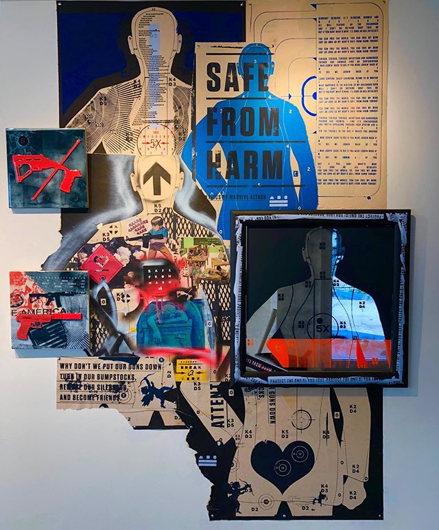 Opening today from 2-6.. new work from @michael_crossett and other artists focused on their perception of the role of gun violence in our country.

@michael_crossett combines screenprinting, laser cut objects and resin along with a site installation.