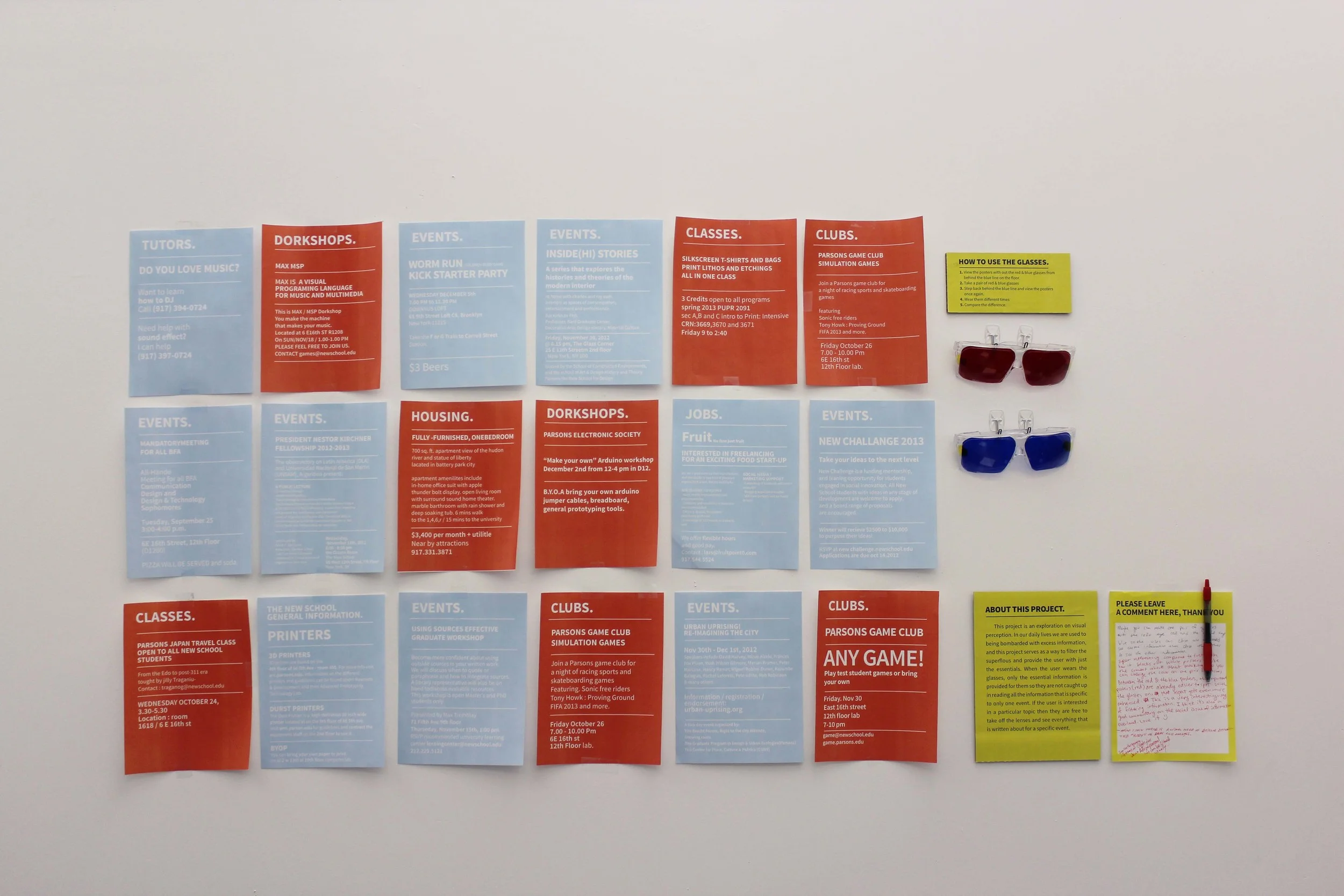 Final setup with new visible / invisible post board. My goal is to simplify each paper that it can be seen (what/why/when/why) easily and clearly. 