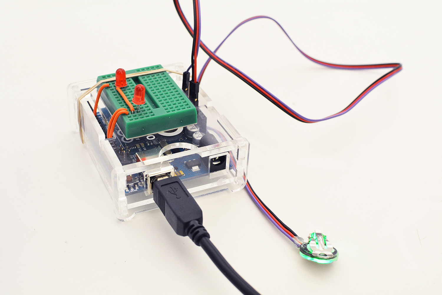 Pulse sensor with leds to indicate your heart rates. 