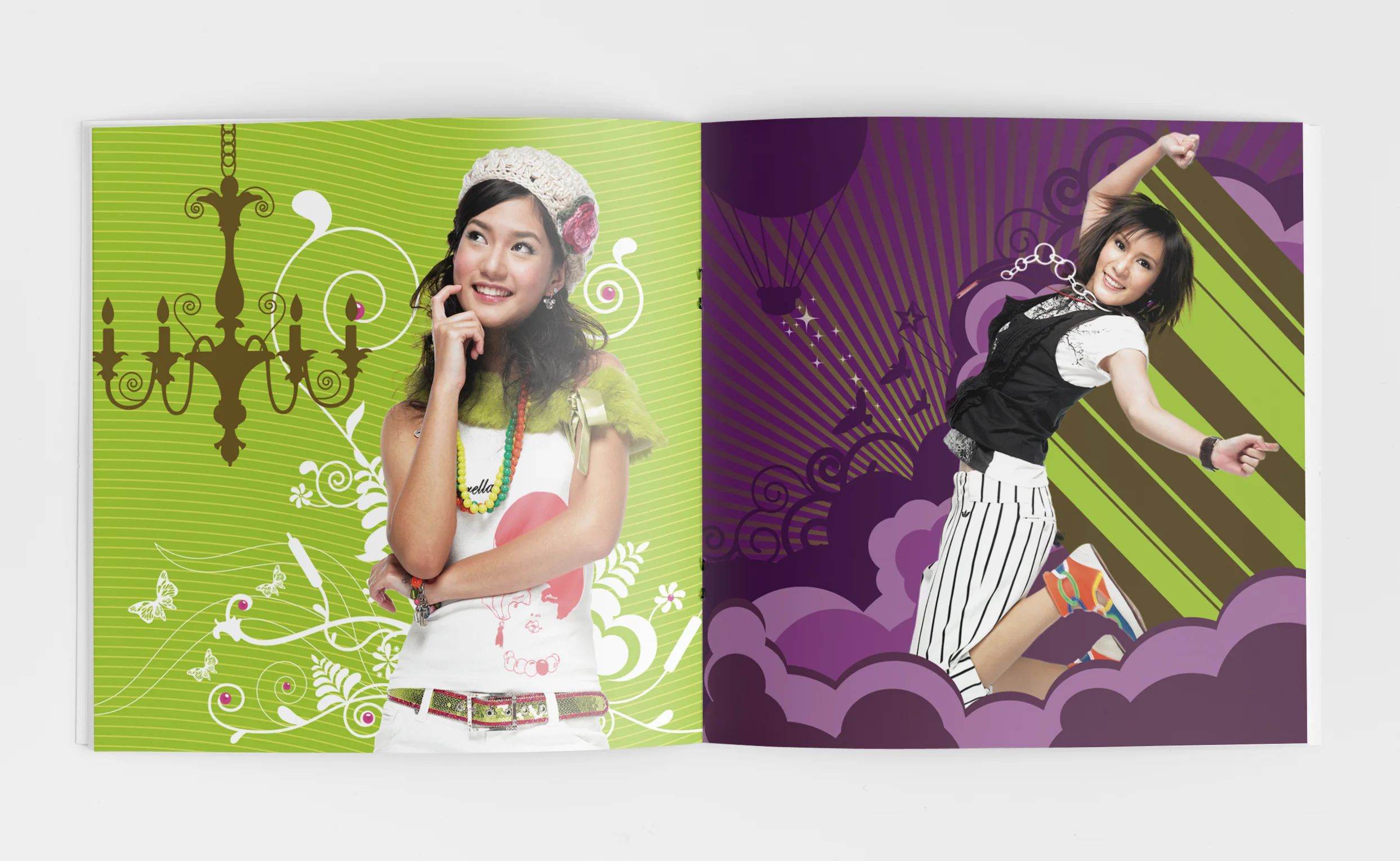 Illustrations + photos of Miss Teen Gang members.