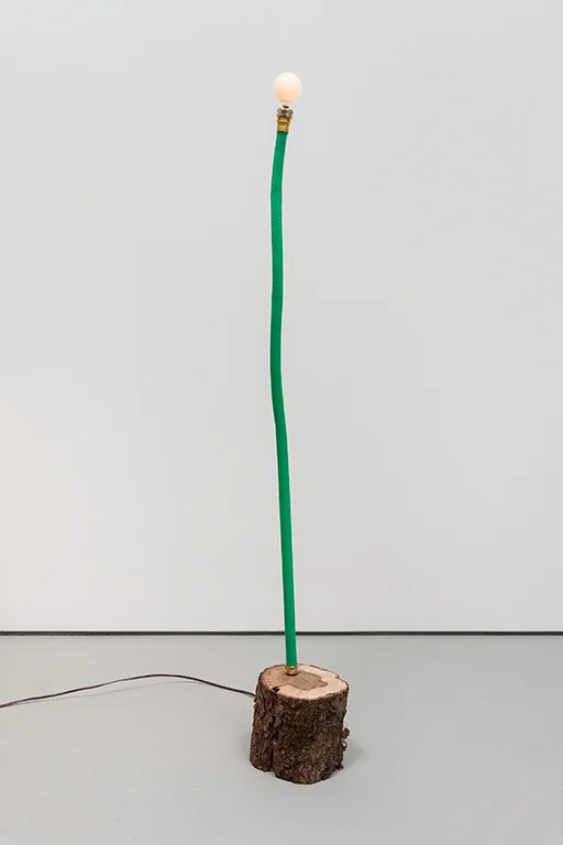 JC16--Hose-Log-Lamp-2_Garden-hose,-copper-tubing,-live-oak,-lightbulb_49.5-x-7-x-6-inches.jpg