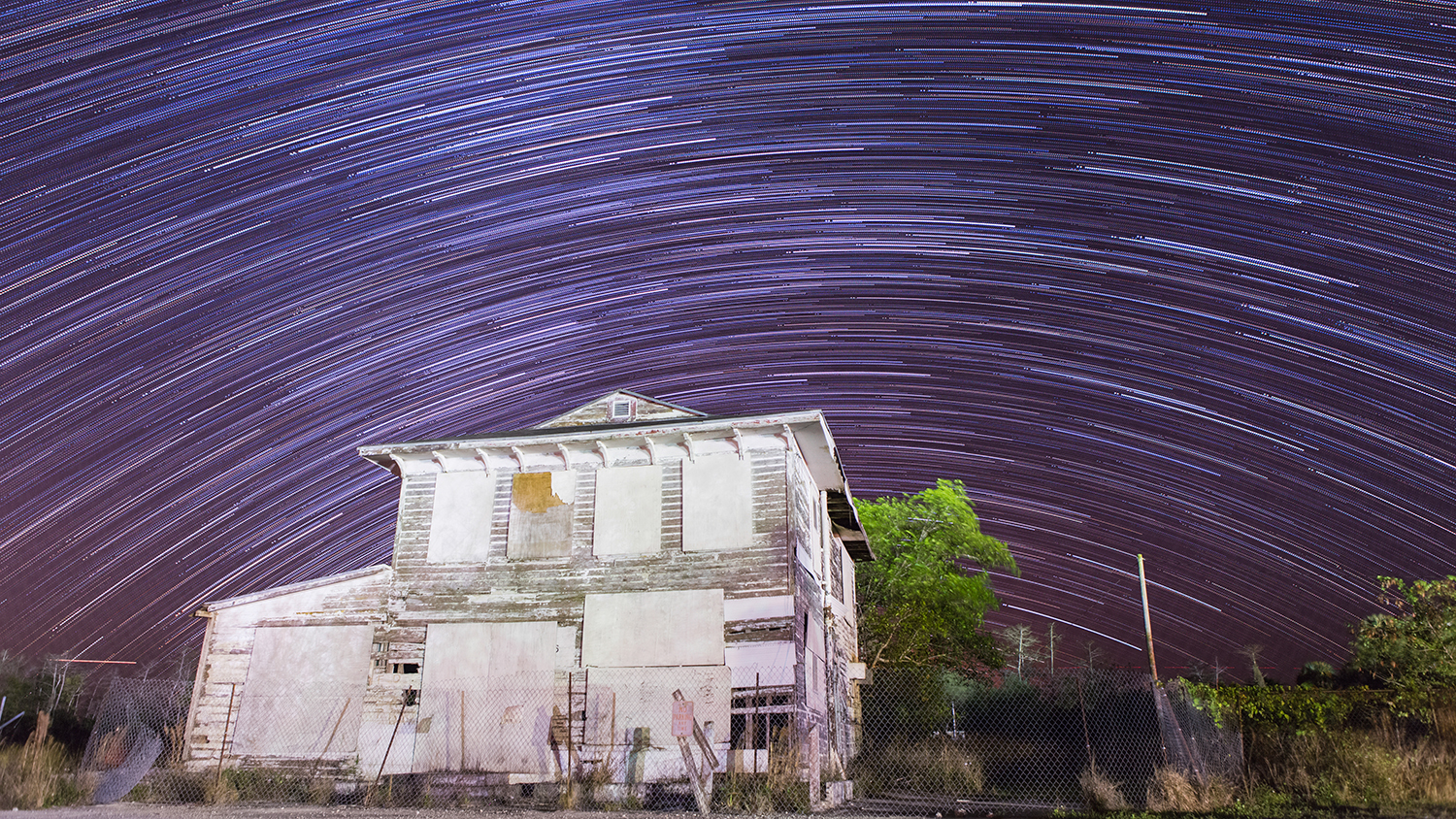 Star trail over Monroe Station