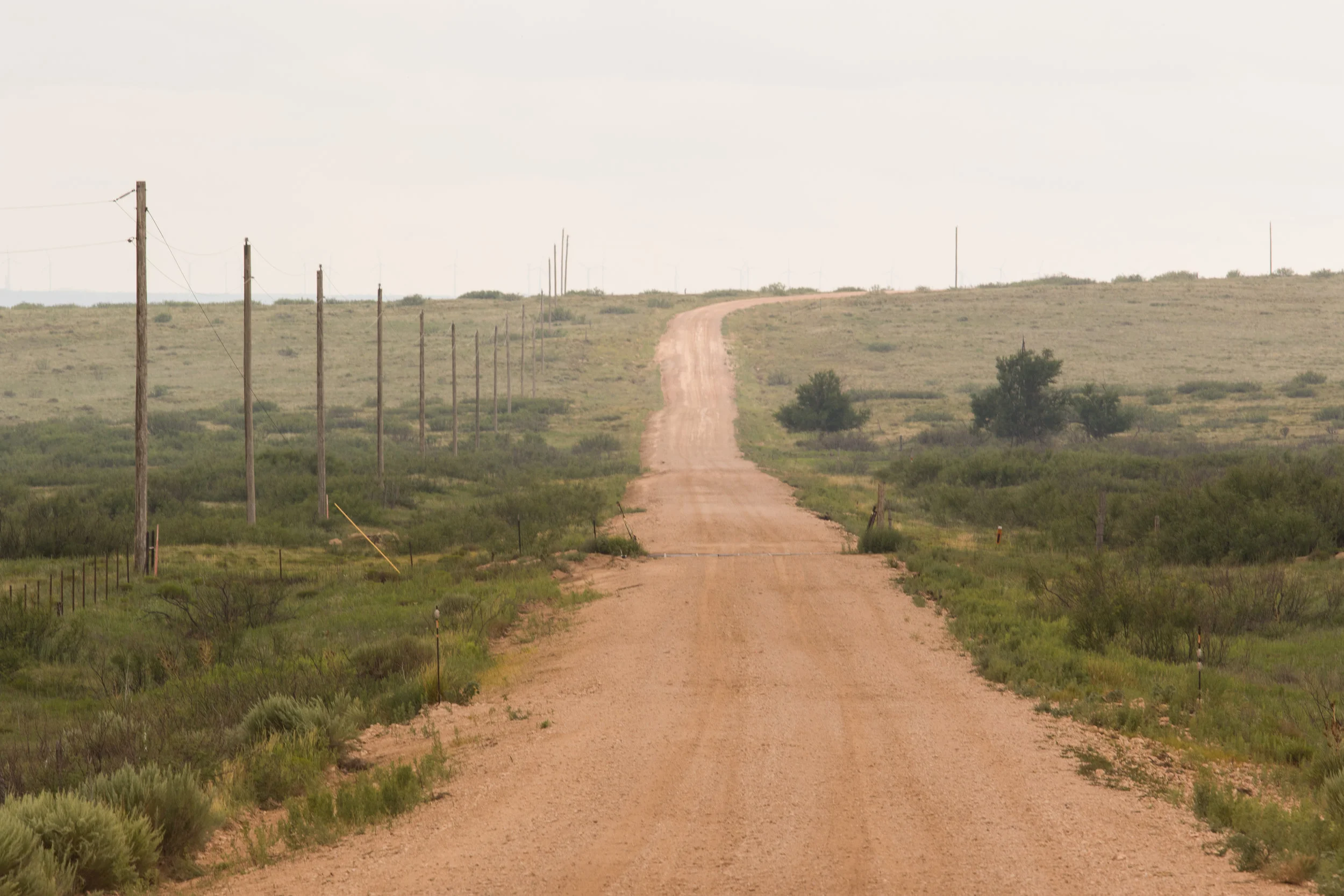 Dirt road with cattle guard in New Mexico