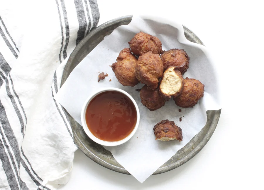 apple fritters with cider dipping sauce
