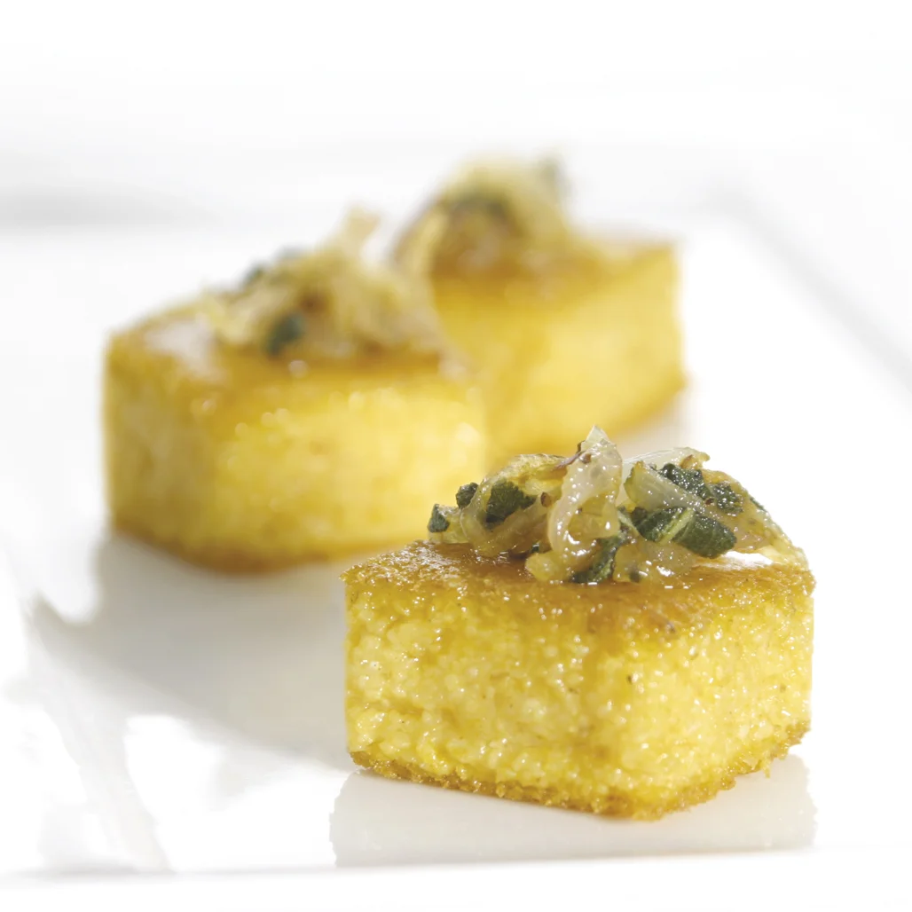 pumpkin polenta with crispy shallots + sage