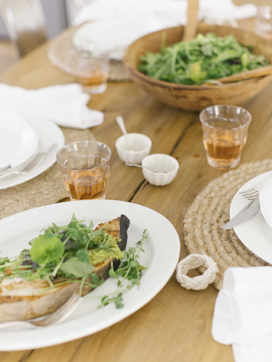 grilled swordfish with pesto + greens