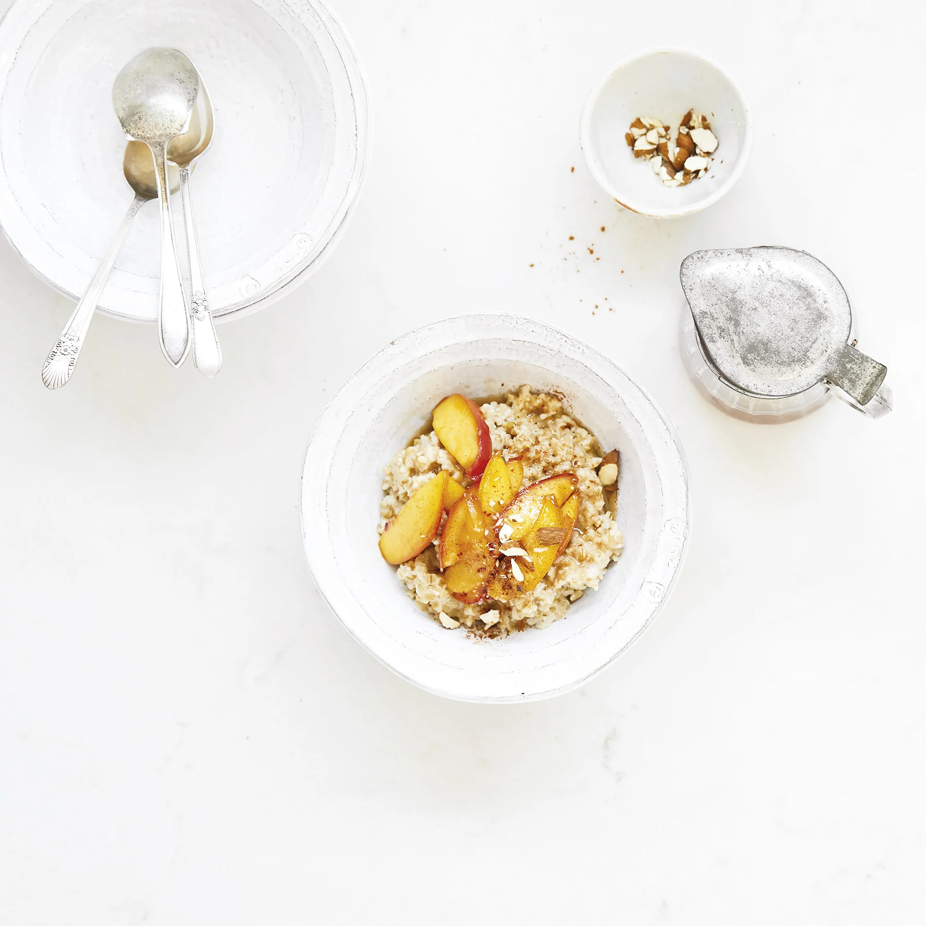 steel cut oats with caramelized peaches