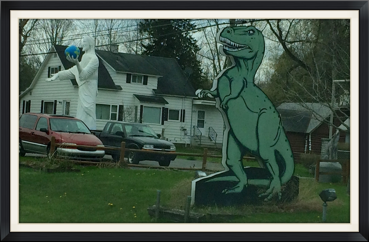 And you never know what you'll find while you're driving around. Who knew I'd see a Jesus statue and dinosaur cutout so close together?