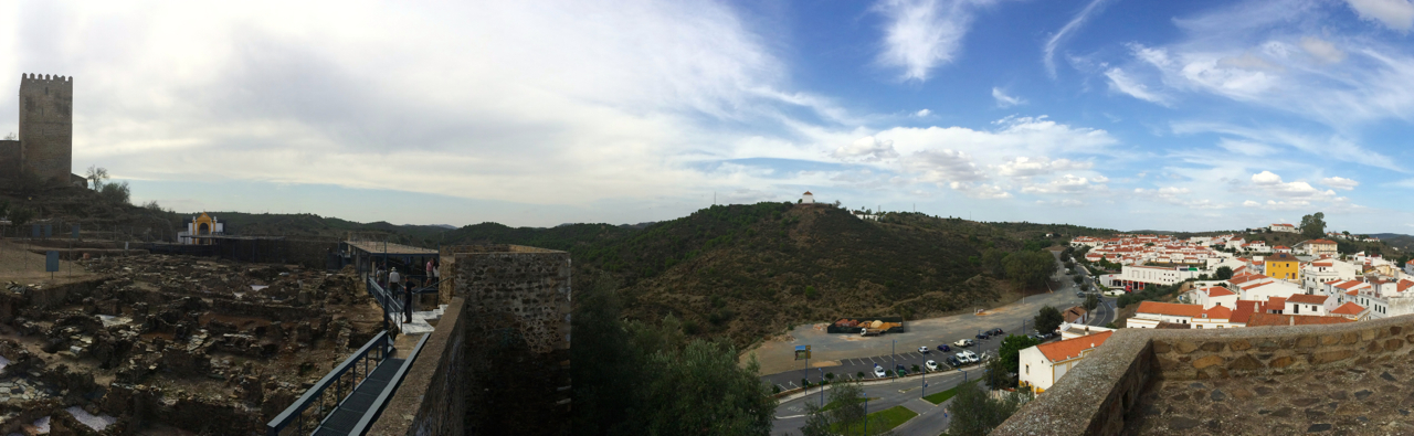 Panorama of Mértola which was a delight not only for seeing a few more specie of bird, but for a quick tour through history. On the right is the town, on the left is a castle and the surrounding yards of a Catholic church which was built on top of a 12th century Muslim town which was built on top of some 5th century roman ruins. 