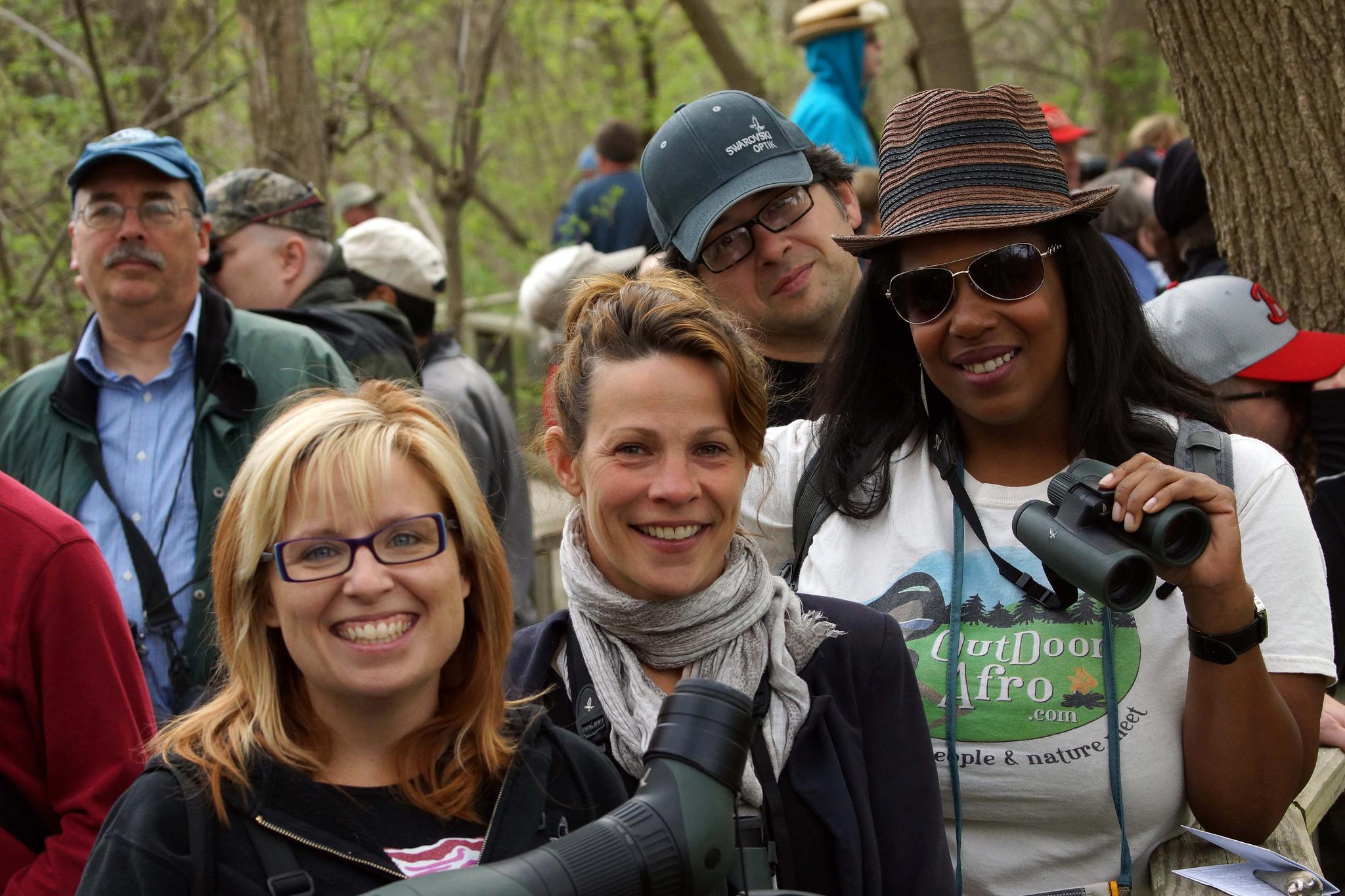 Birders pack the Magee Marsh boardwalk.