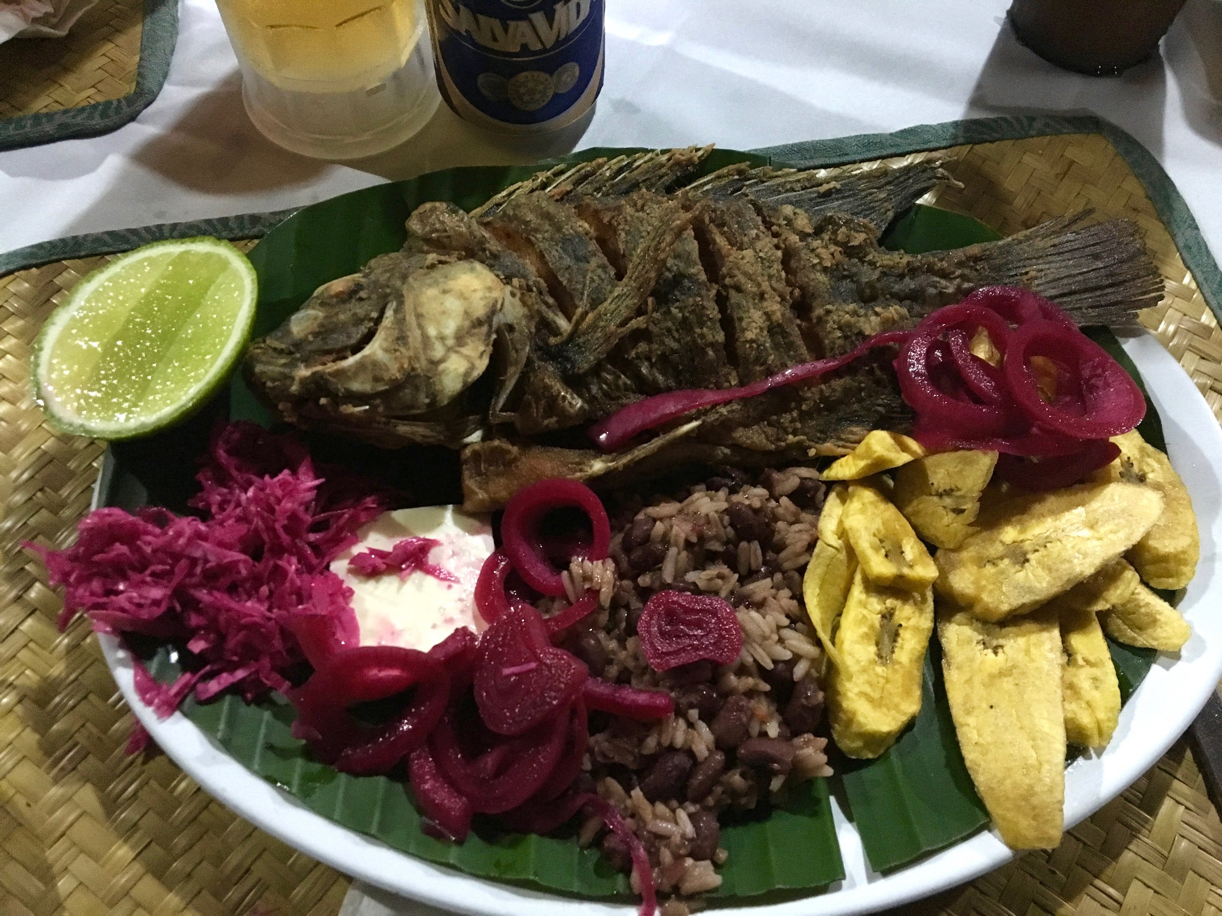Every fish dish I had in Honduras was fresh and tasty and served with plantains. 