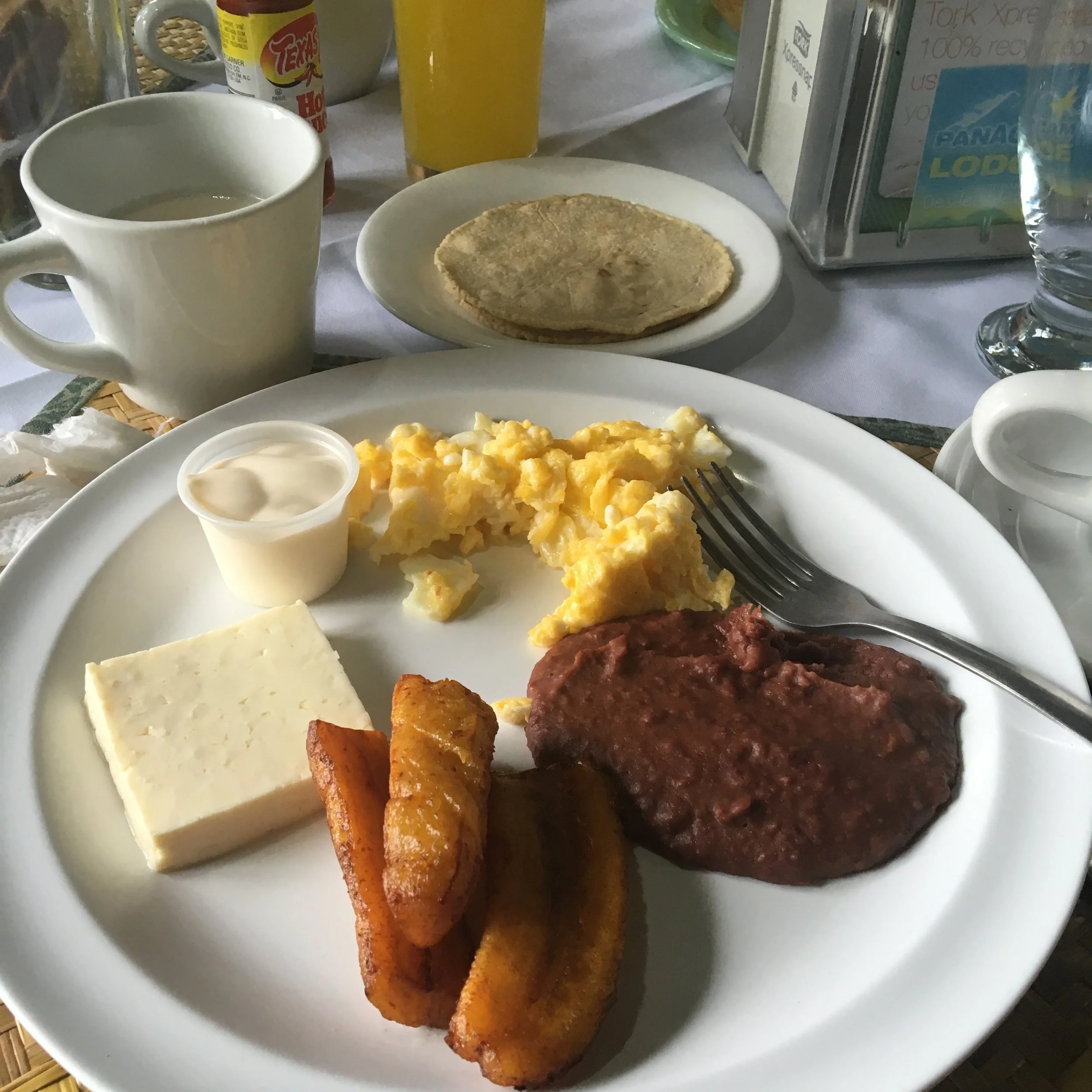 A simple breakfast to start the day at Panacam Lodge. I swear I could live on nothing but cheese and plantains in Honduras. 
