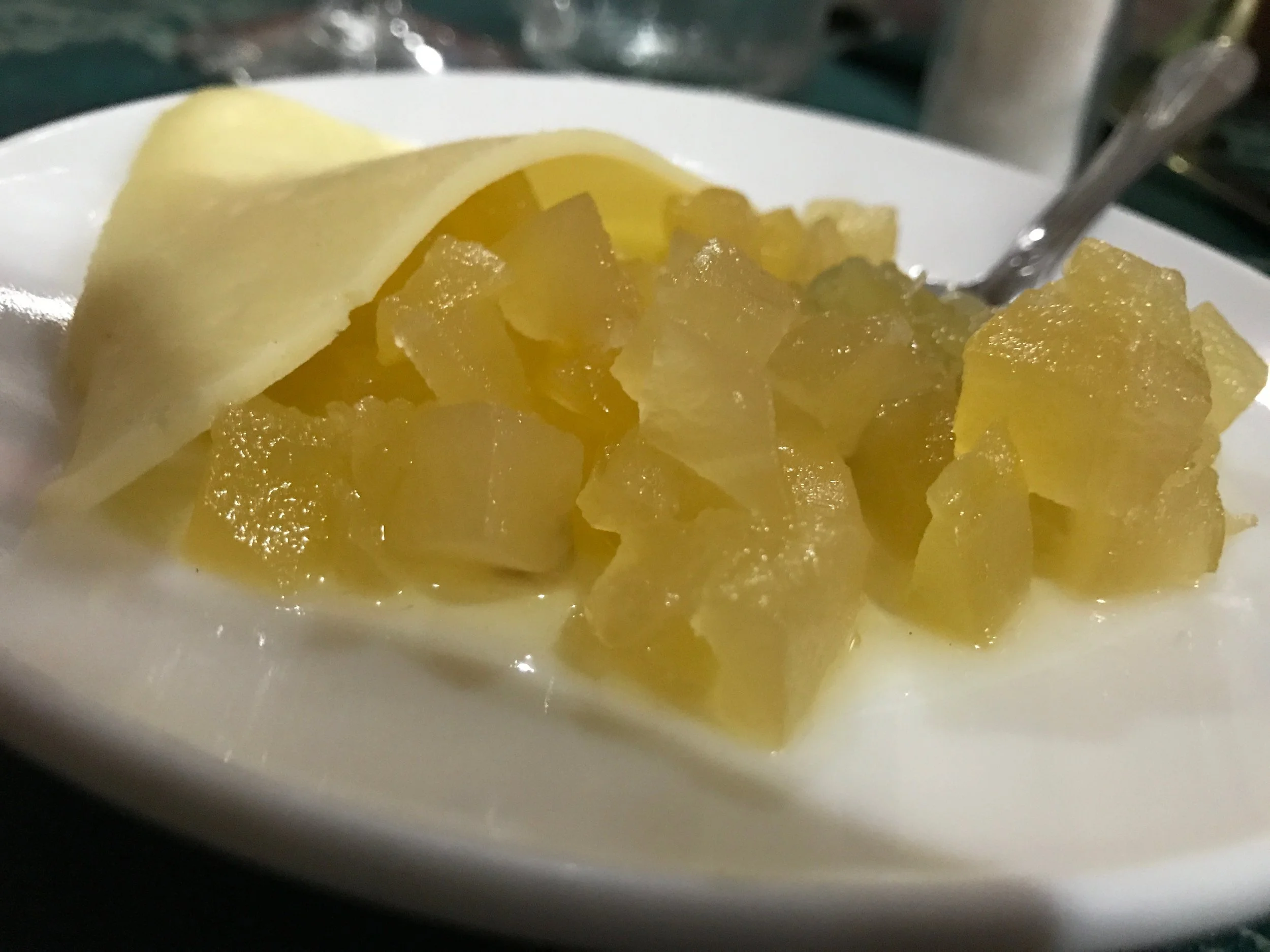 Jellied papaya...with cheese. 