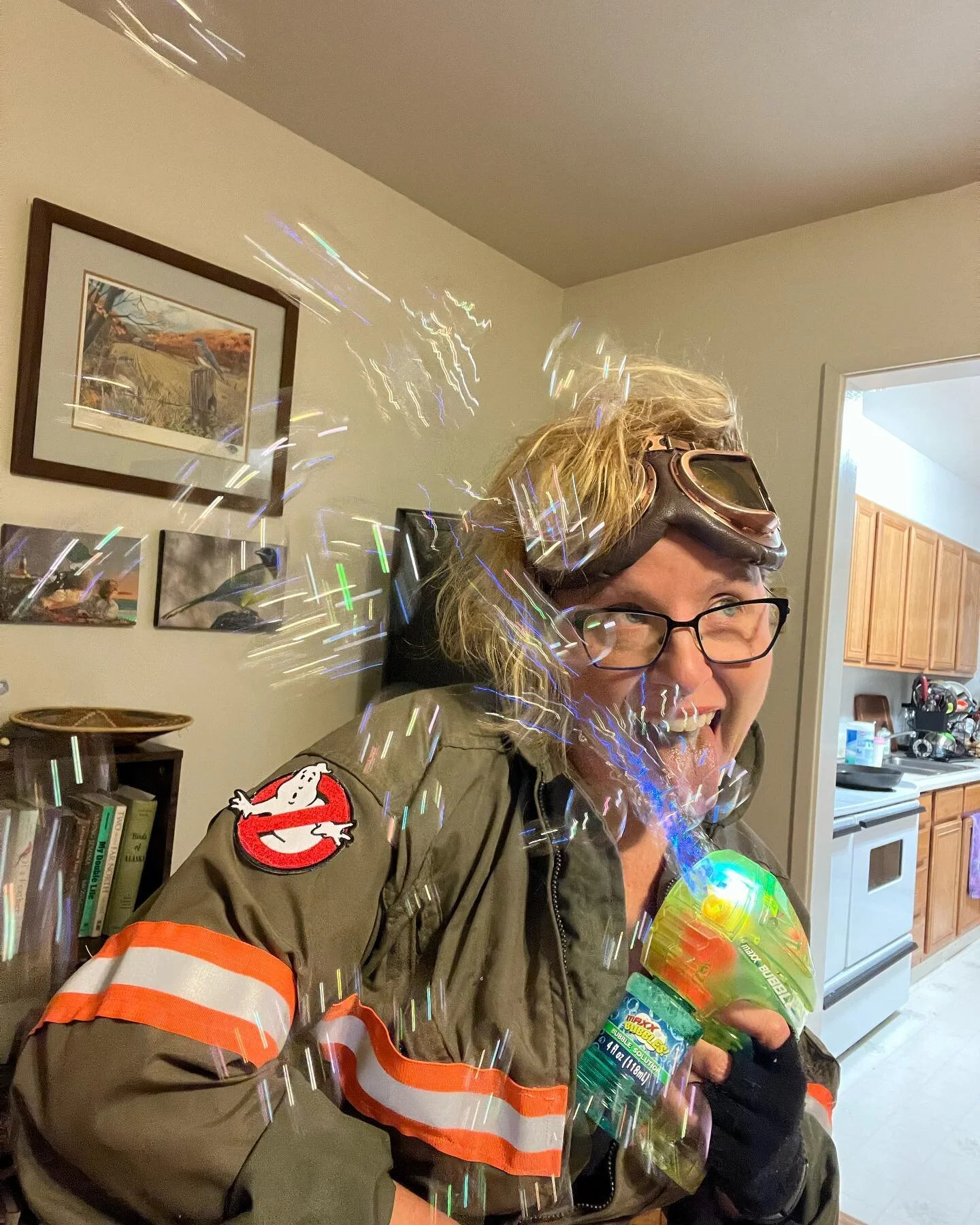 My neighbor @tmtmorin helped doctor my old DOI flight suit into a Holtzmann costume #Ghostbusters