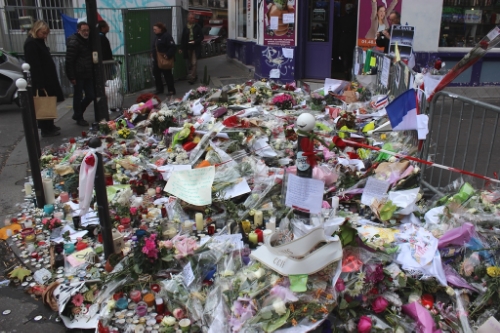 Flowers near the Bataclan theater