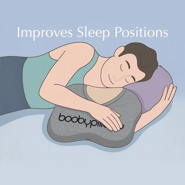 The Booby Pillow helps your shoulders when side sleeping.