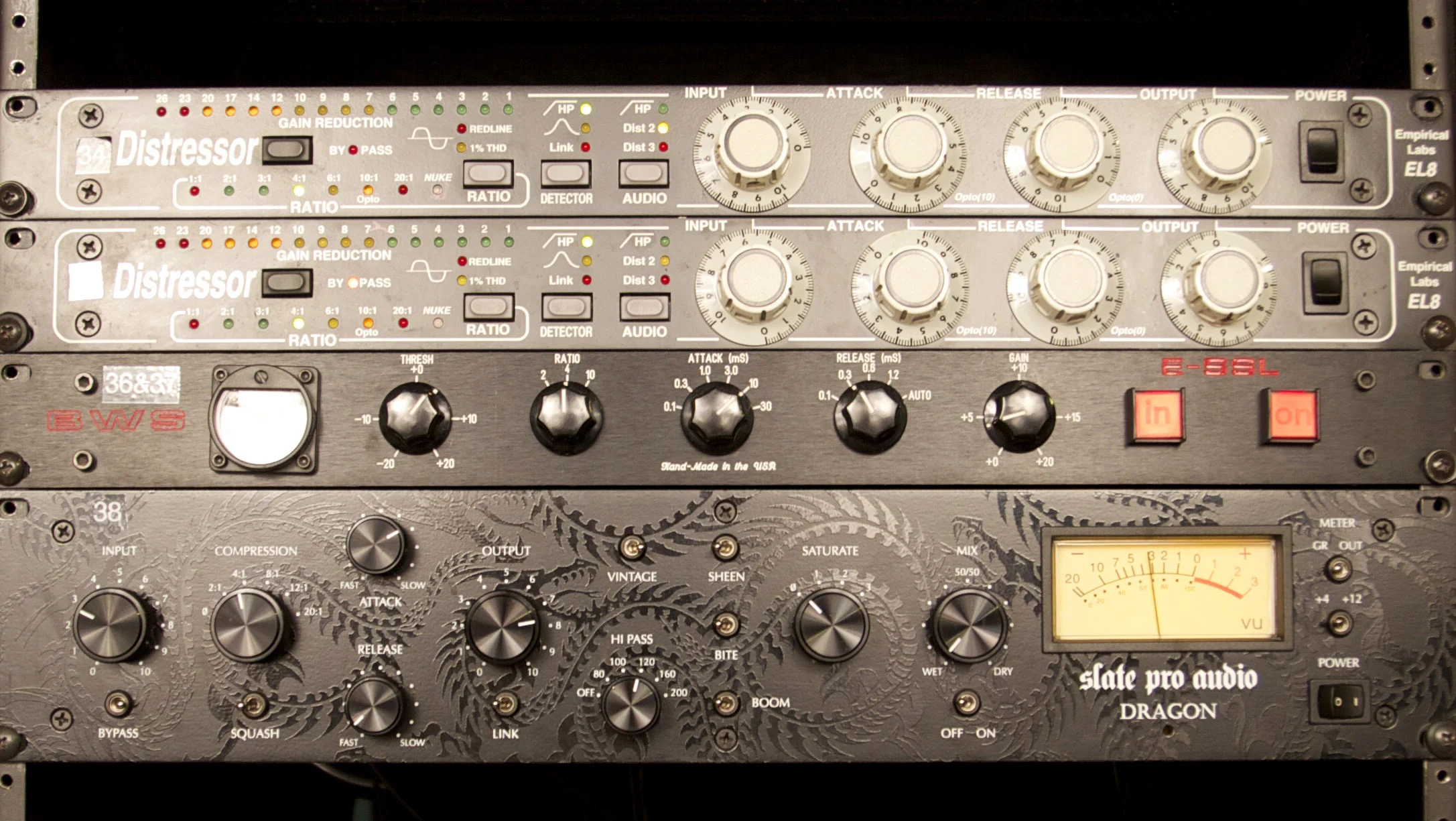 Empirical Labs Distressor, BWS E-SSL & Slate Pro Audio Dragon
