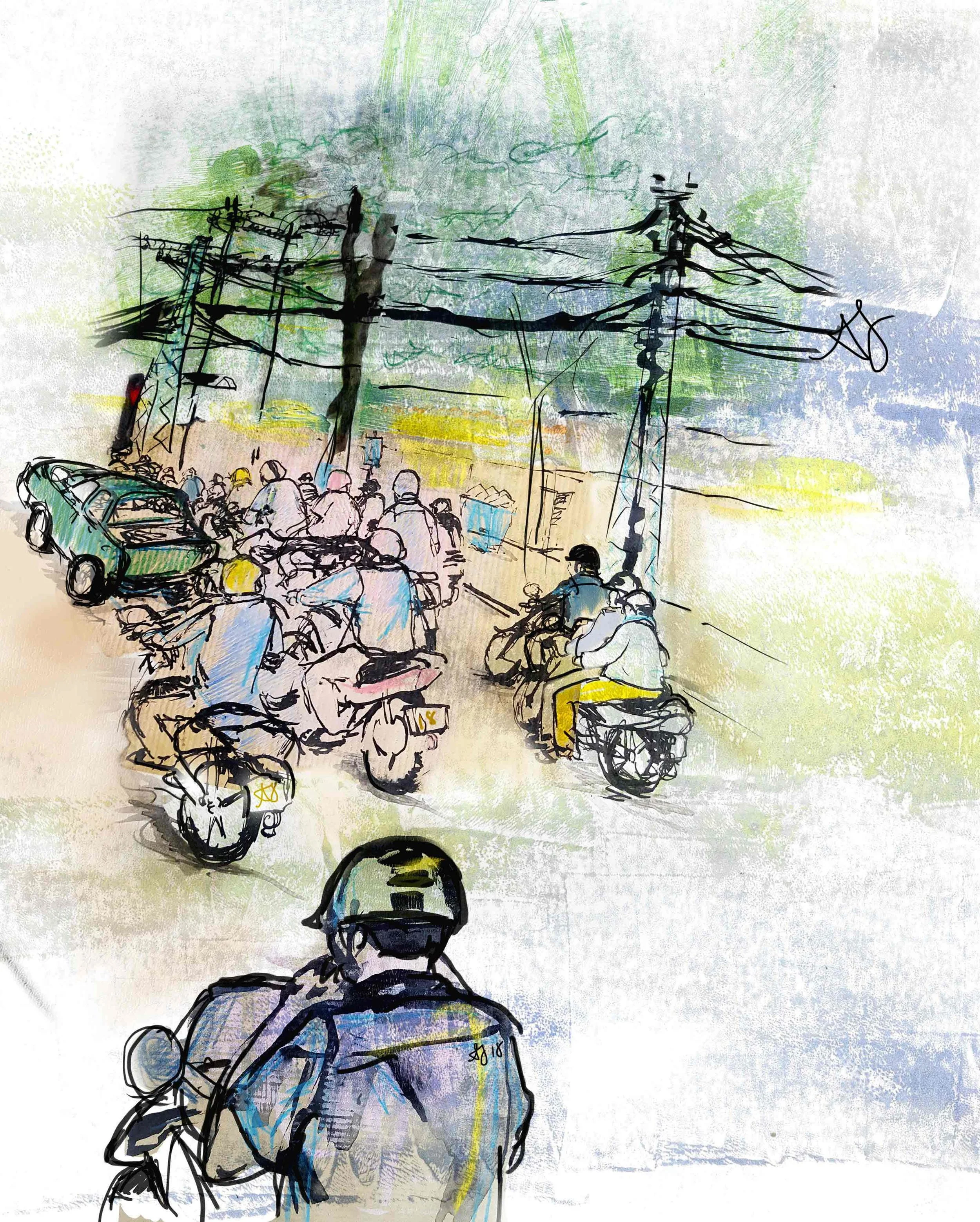 If You Can't Beep 'Em, Join 'Em – Ho Chi Minh City | Mixed media collage