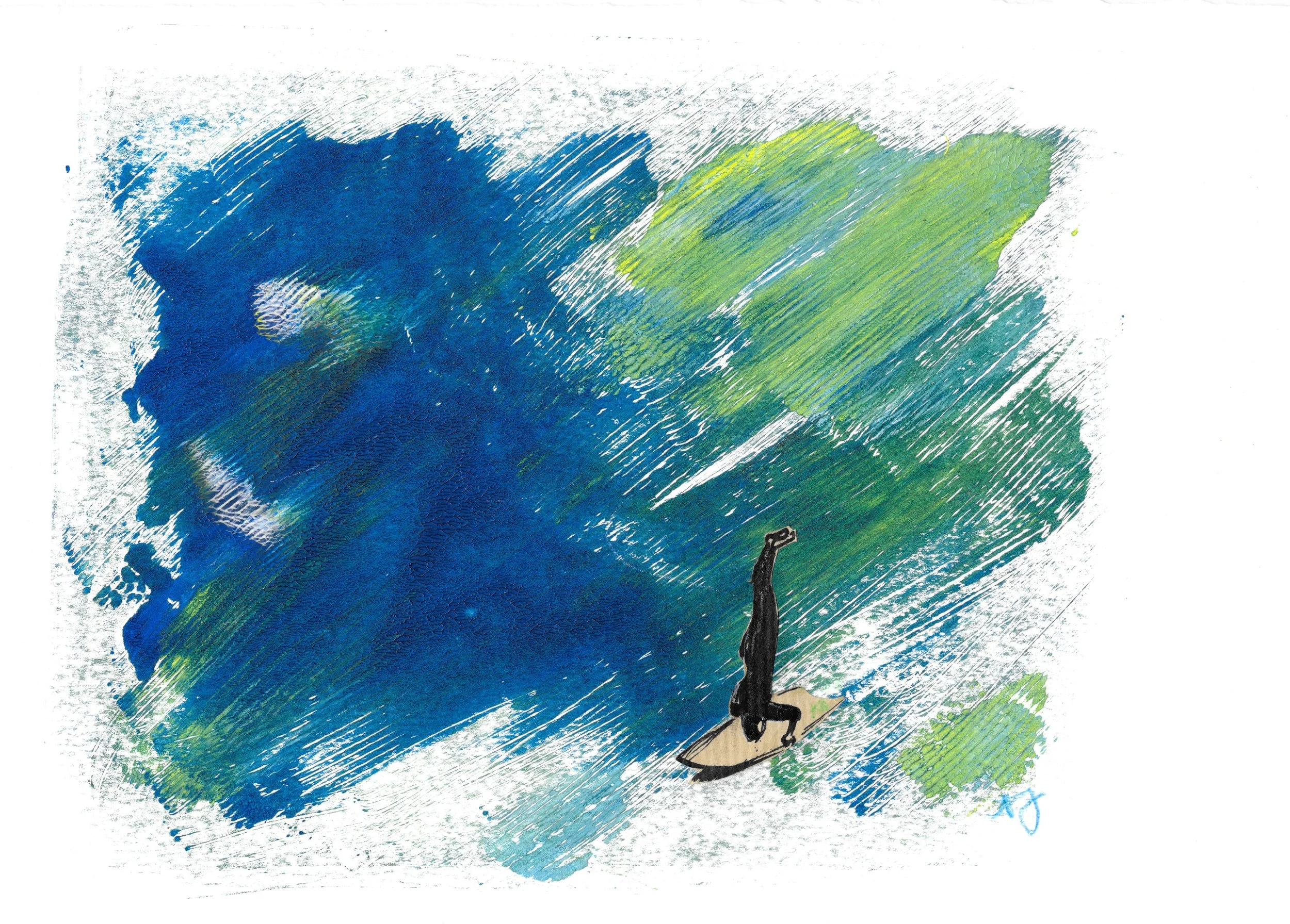 Head Under Heels | Monoprinting and ink drawing