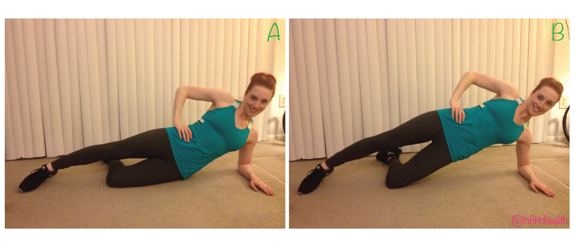 Easier option: bend one leg underneath you for more stability and less shoulder pressure.