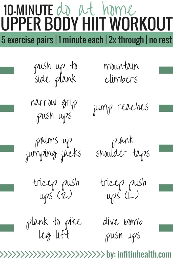 10Minute At Home Upper Body HIIT Workout (no equipment required)